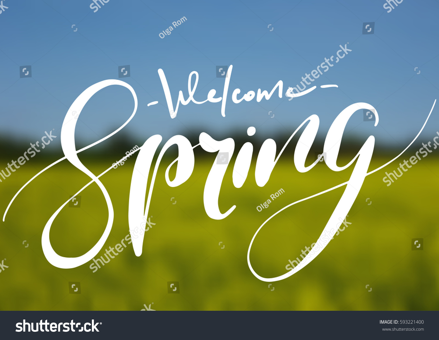 Welcome Spring Handwriting Lettering Design On Stock Vector Royalty Free Shutterstock