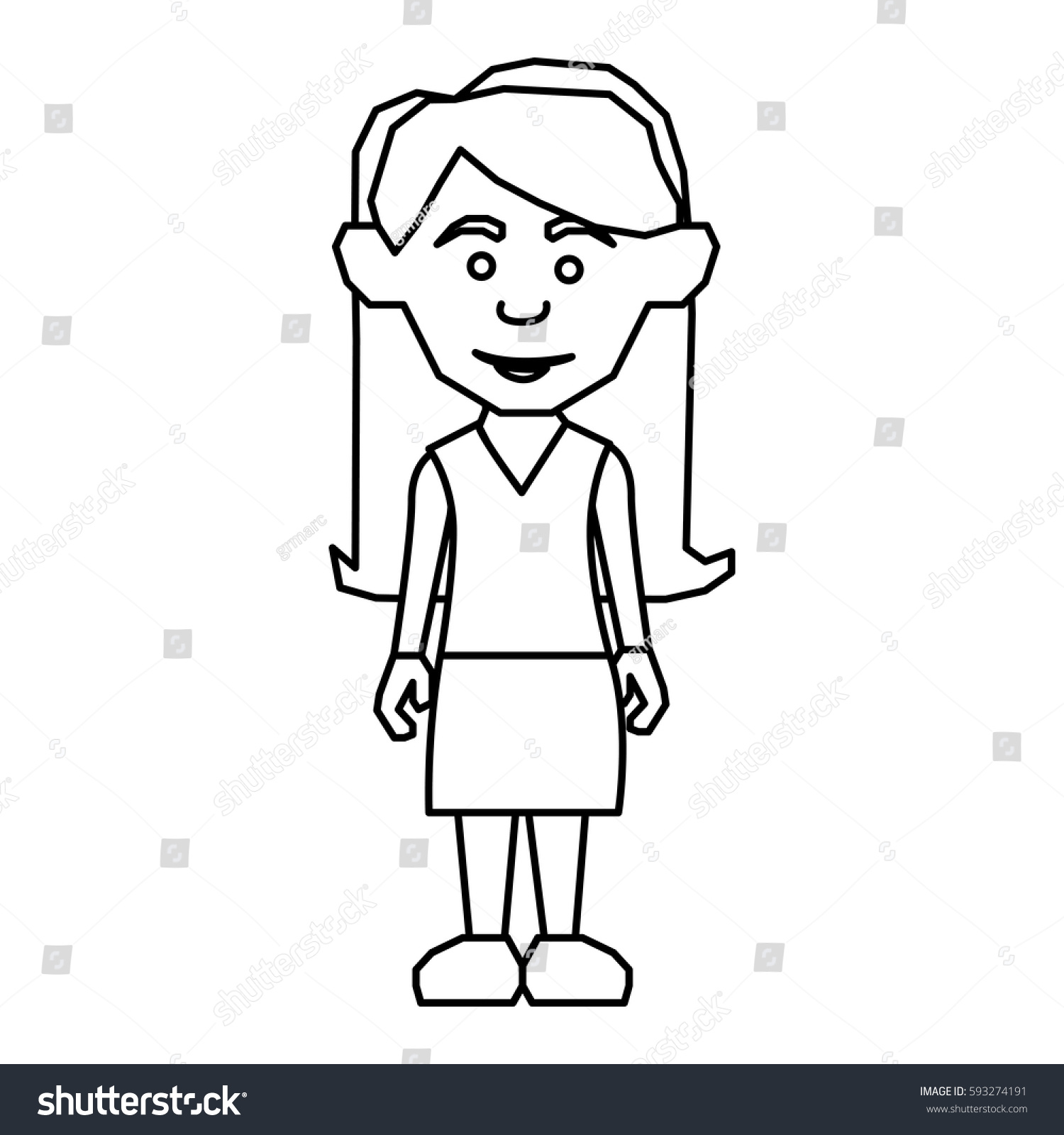 Sketch Silhouette Picture Teenager Long Hair Stock Vector (Royalty Free ...