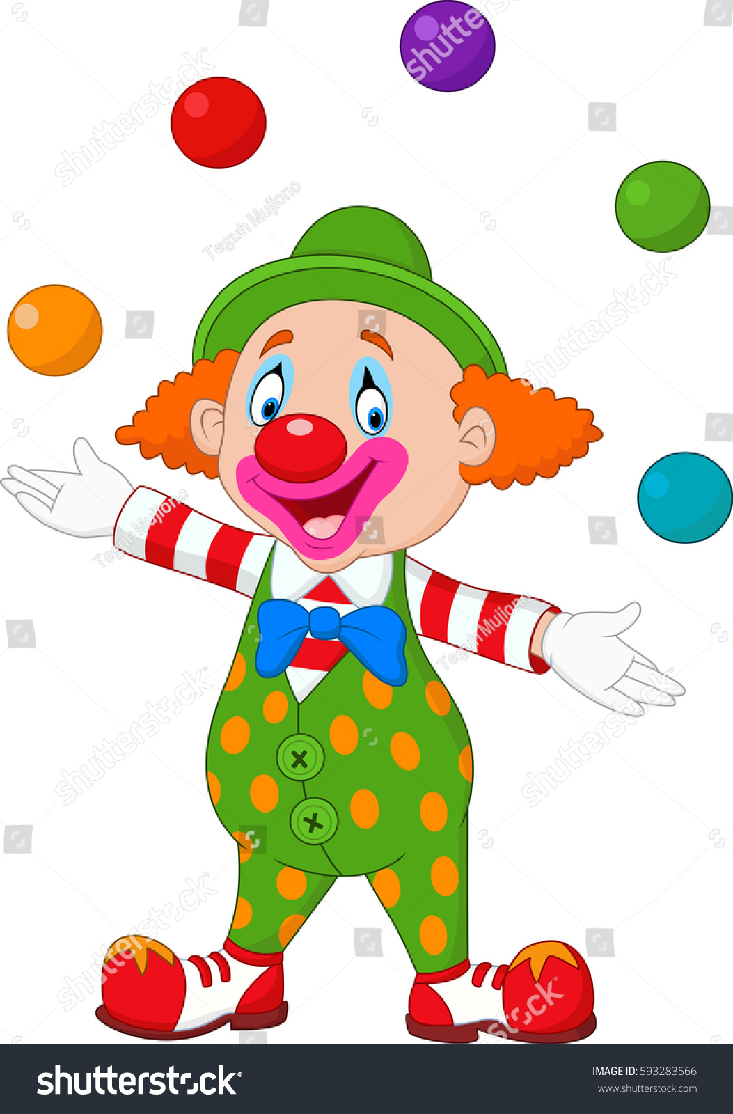 Happy Clown Juggling Colorful Balls Stock Vector (Royalty Free ...