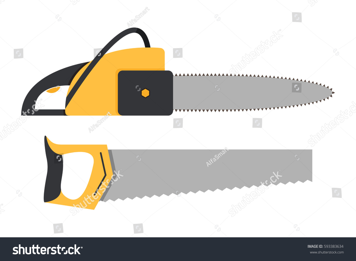 Vector Illustration Chainsaw Handsaw Icons Stock Vector (Royalty Free ...