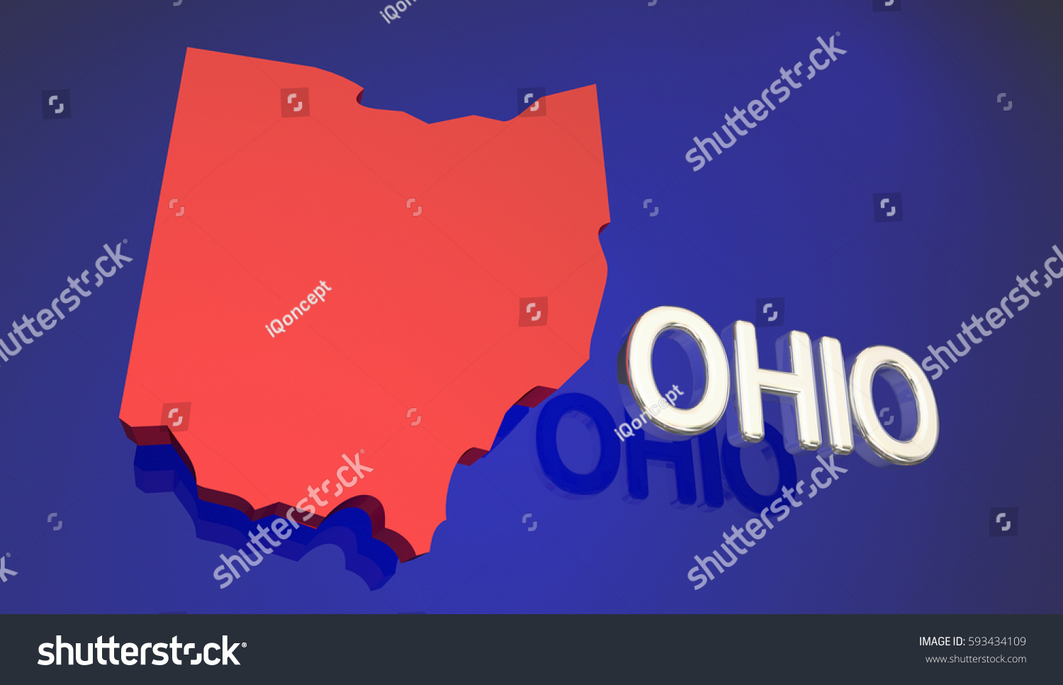 Ohio Red State Map Oh Word Stock Illustration 593434109 Shutterstock