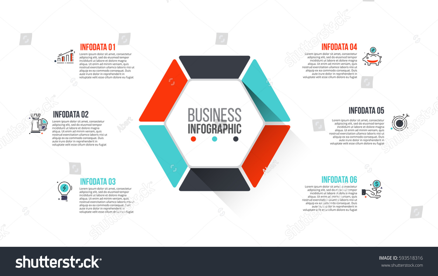 Vector Hexagon Infographic Template Cycle Diagram Stock Vector (Royalty ...