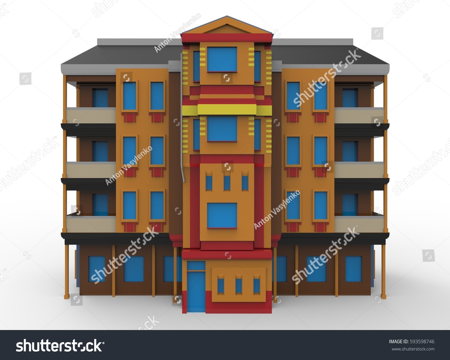 3d Illustration Cartoon House White Background Stock Illustration ...