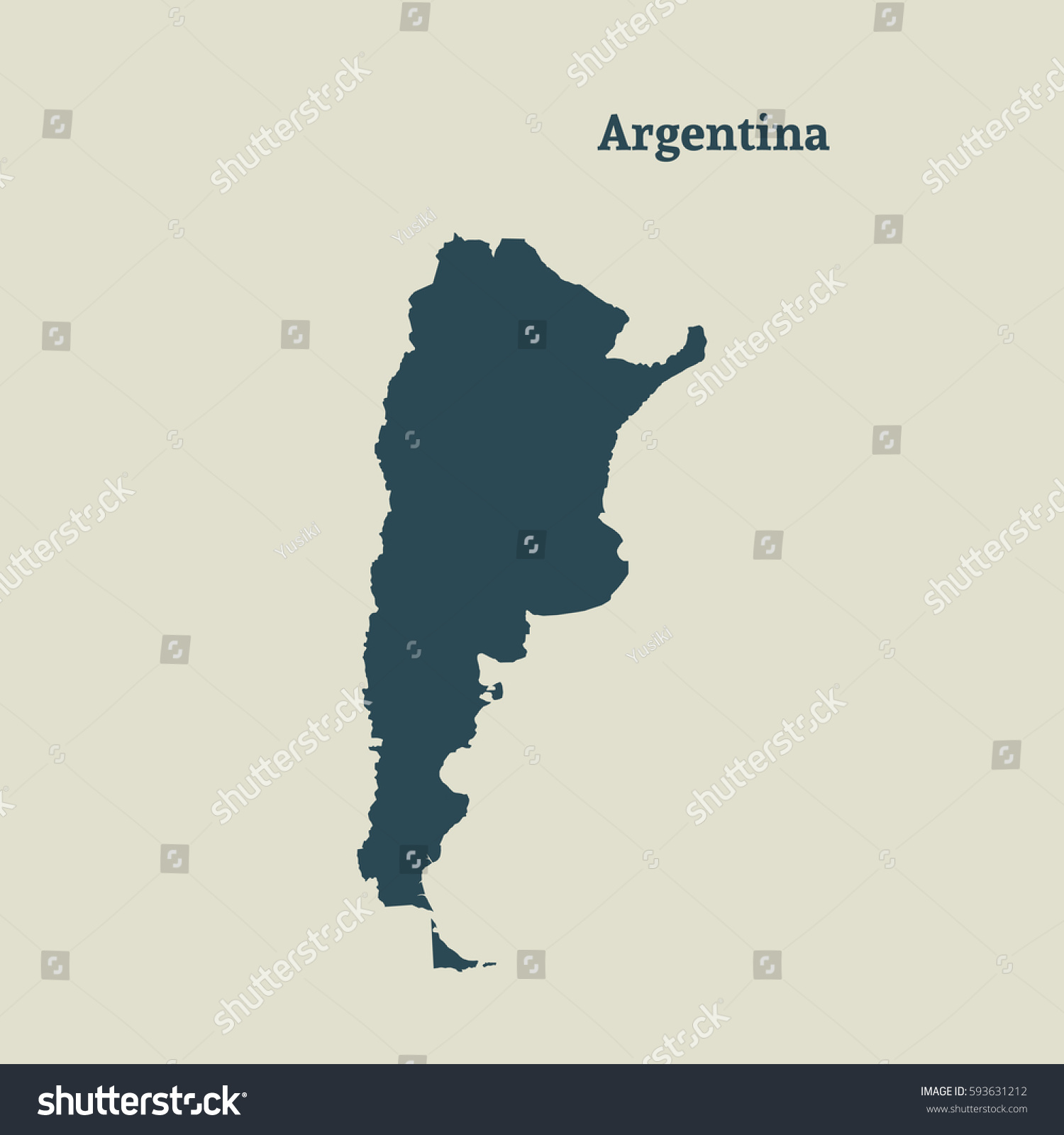 Outline Map Argentina Isolated Vector Illustration Stock Vector ...