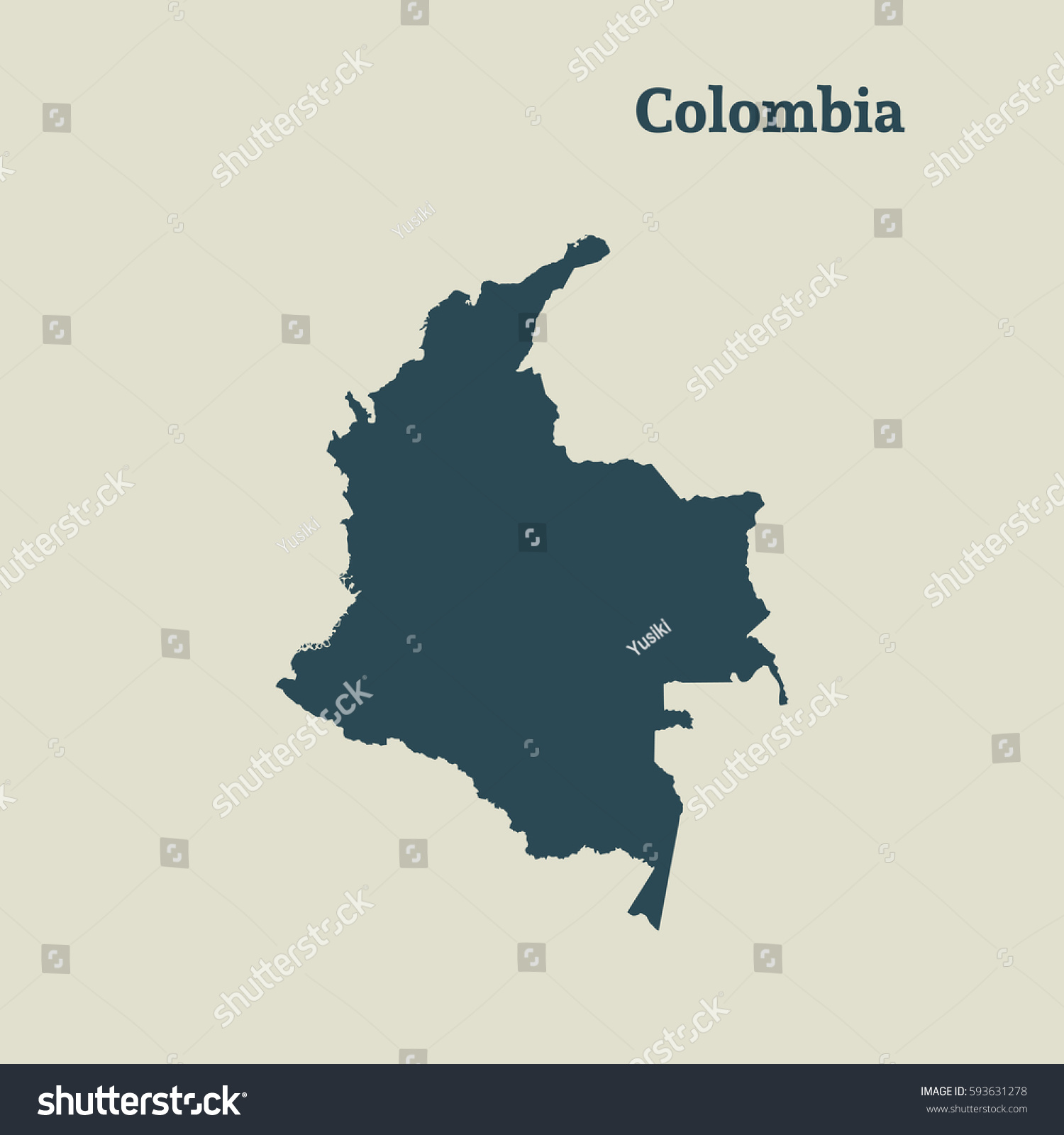 Outline Map Colombia Isolated Vector Illustration Stock Vector Royalty