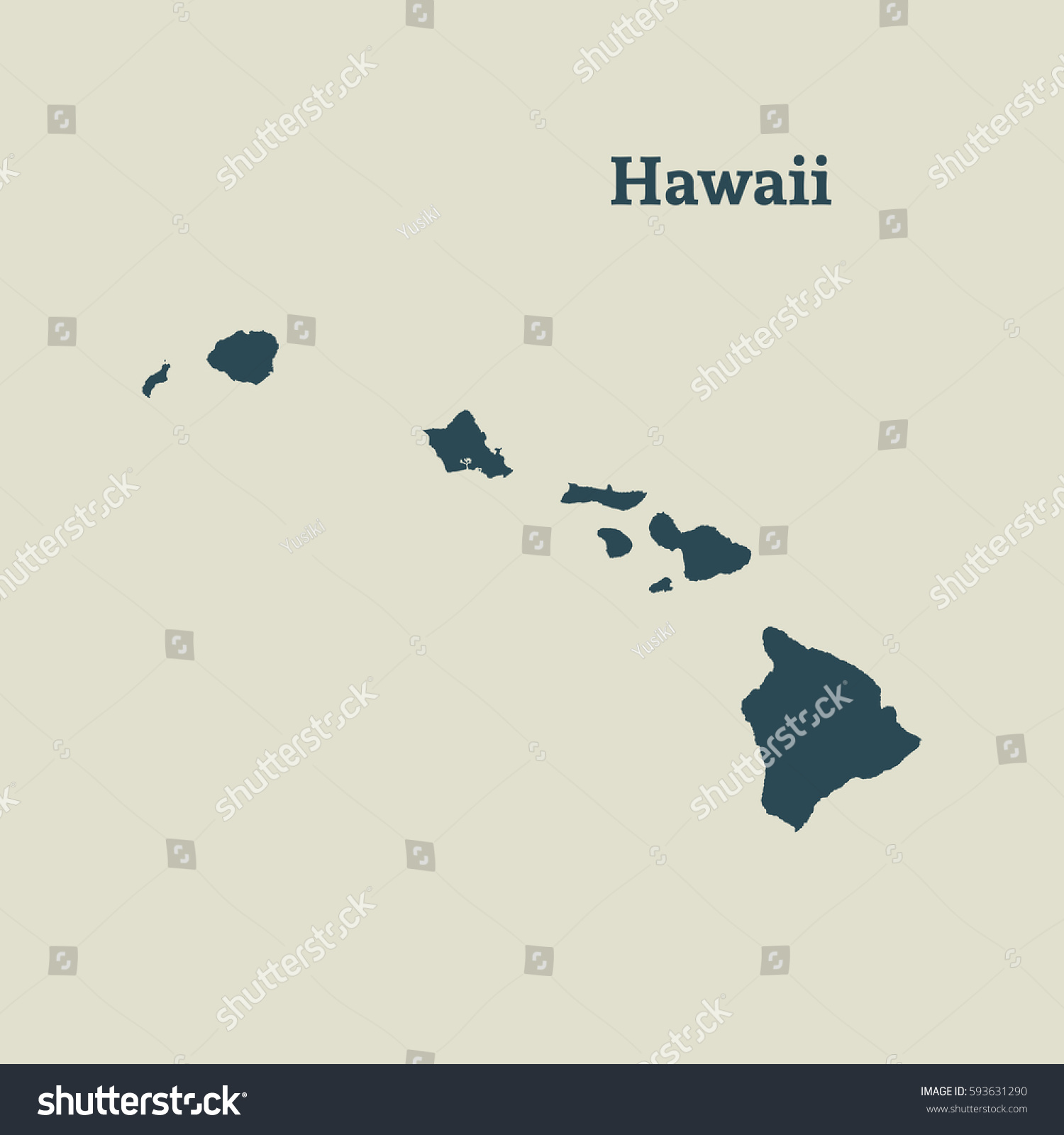 Outline Map Hawaii Isolated Vector Illustration Stock Vector (Royalty ...