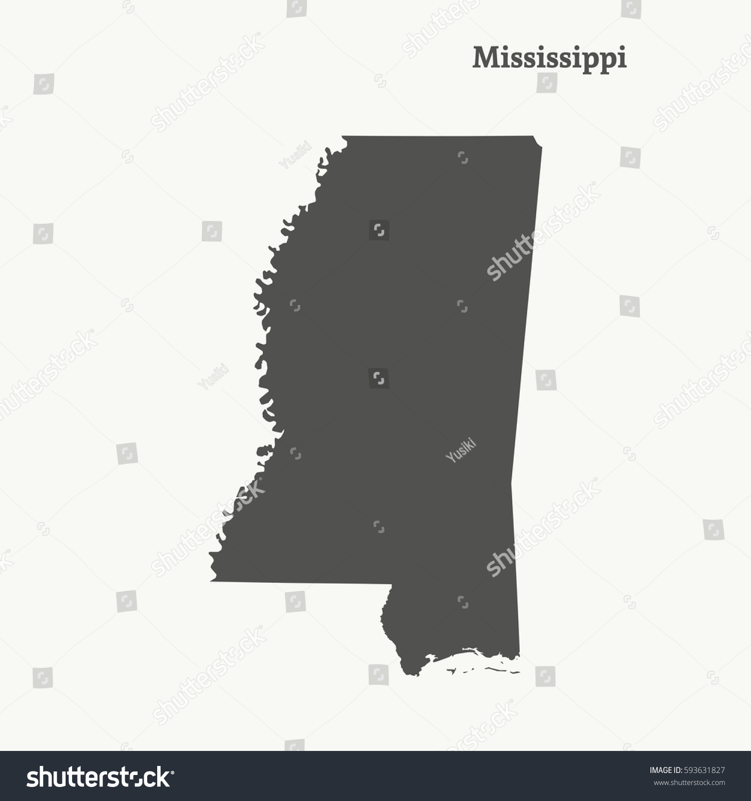 Outline Map Mississippi Isolated Vector Illustration Stock Vector ...