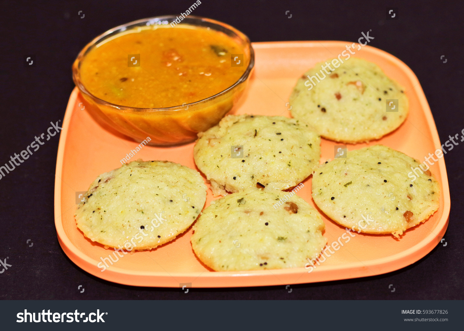 Idli Sambar Popular South Indian Traditional Stock Photo 593677826