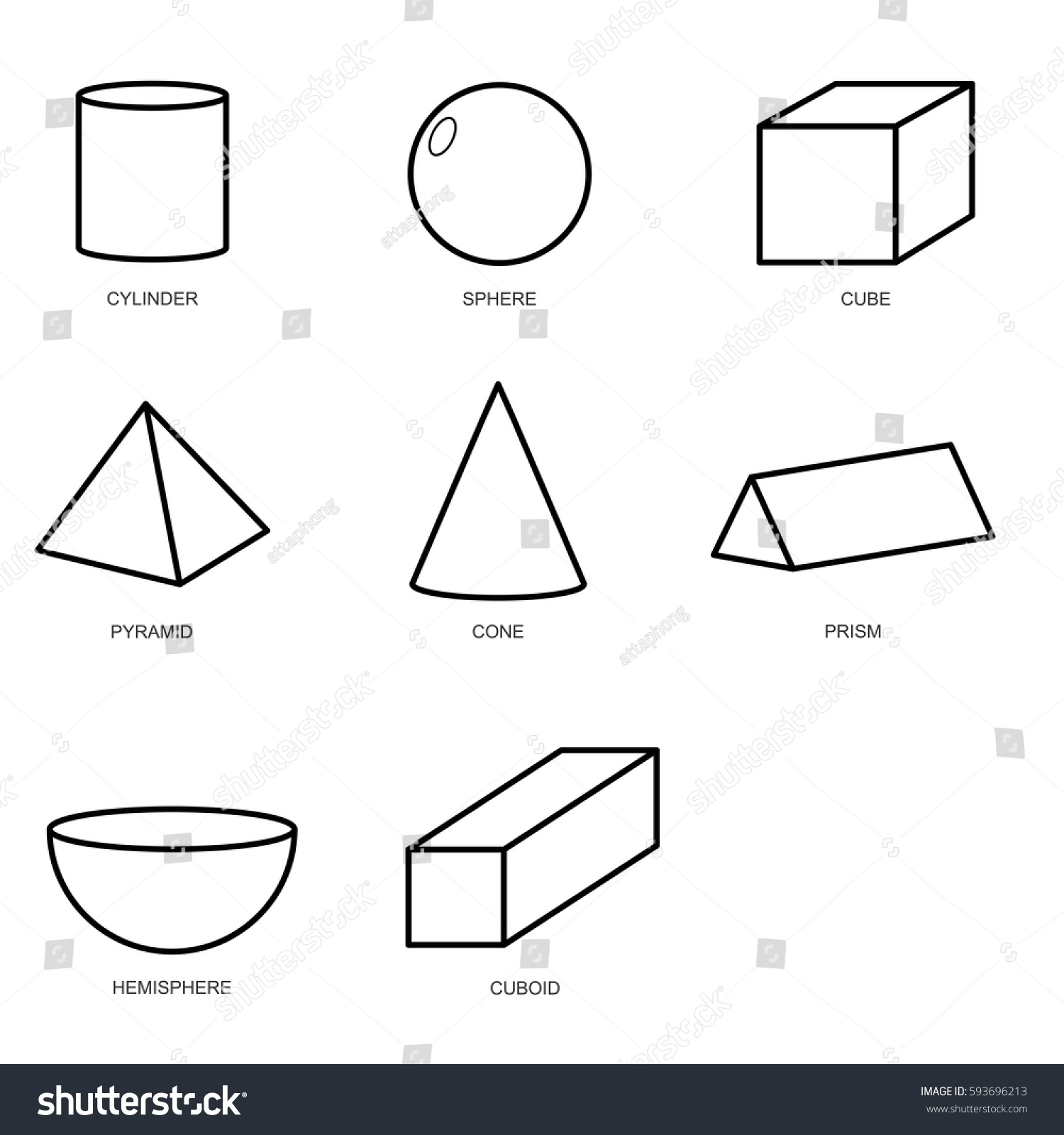 3d Shape Set Isolated On White Stock Vector (Royalty Free) 593696213 ...