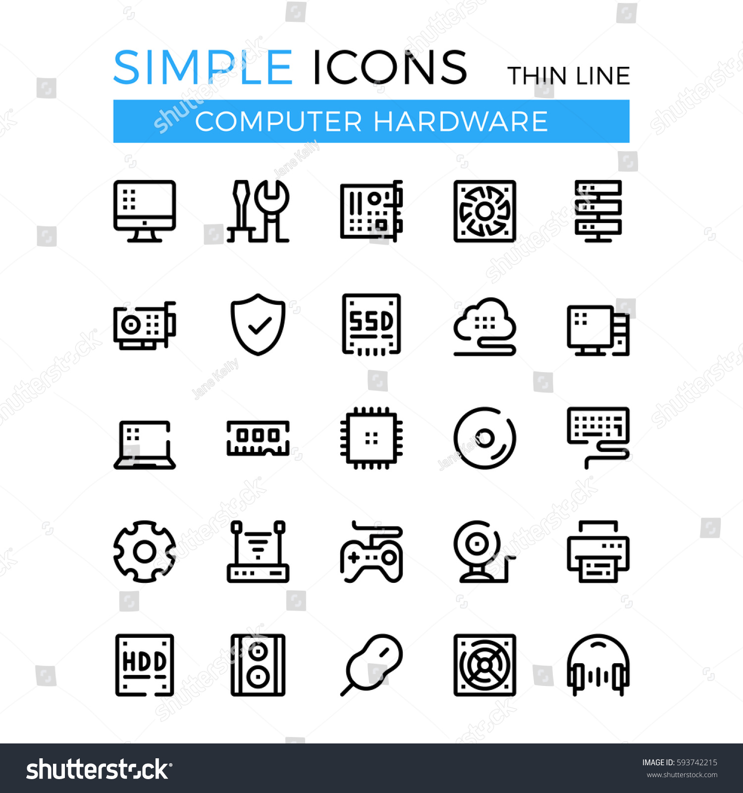 Computer Hardware Pc Parts Components Vector Stock Vector (Royalty Free ...