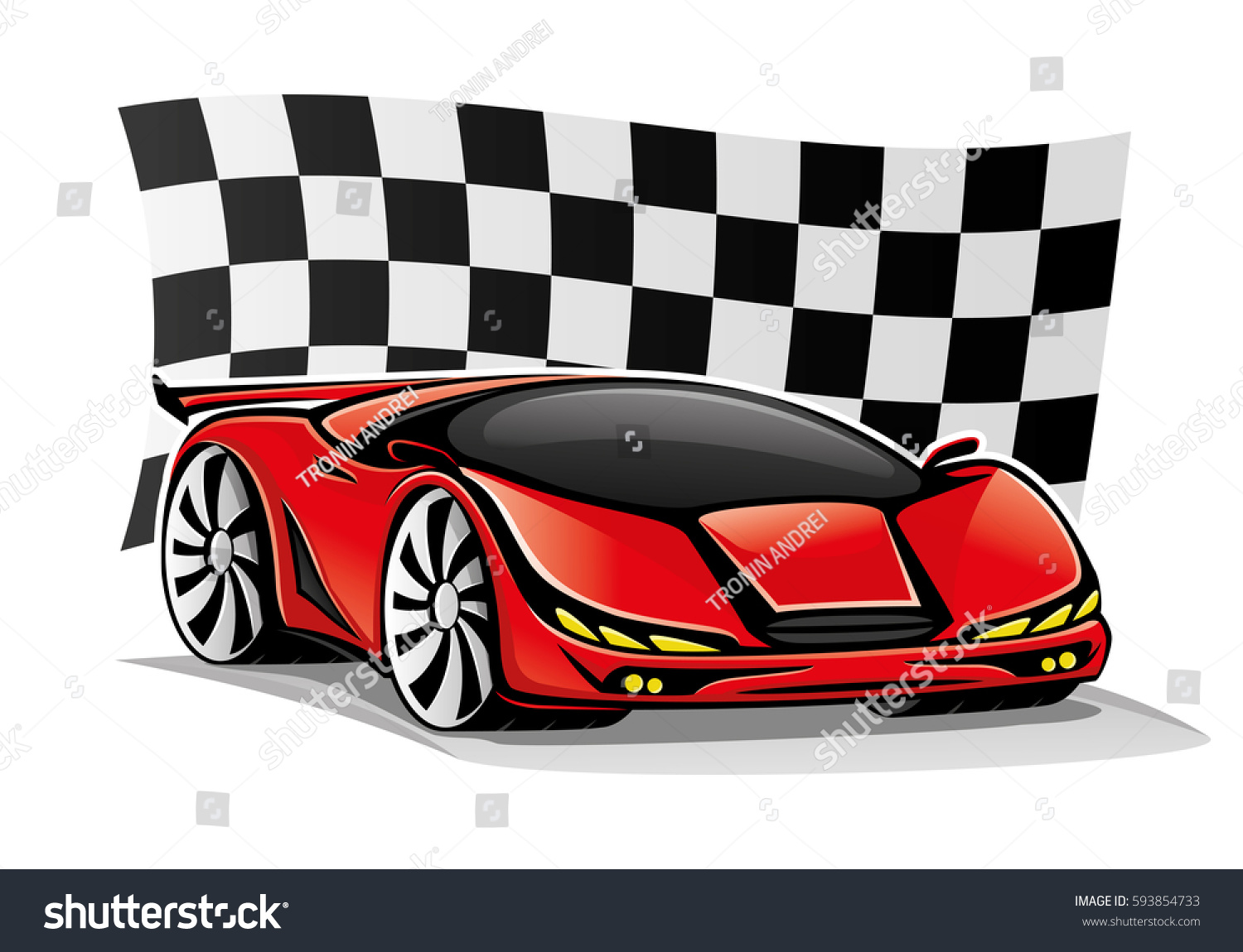 Red Car Checkered Flag Stock Vector (Royalty Free) 593854733 | Shutterstock