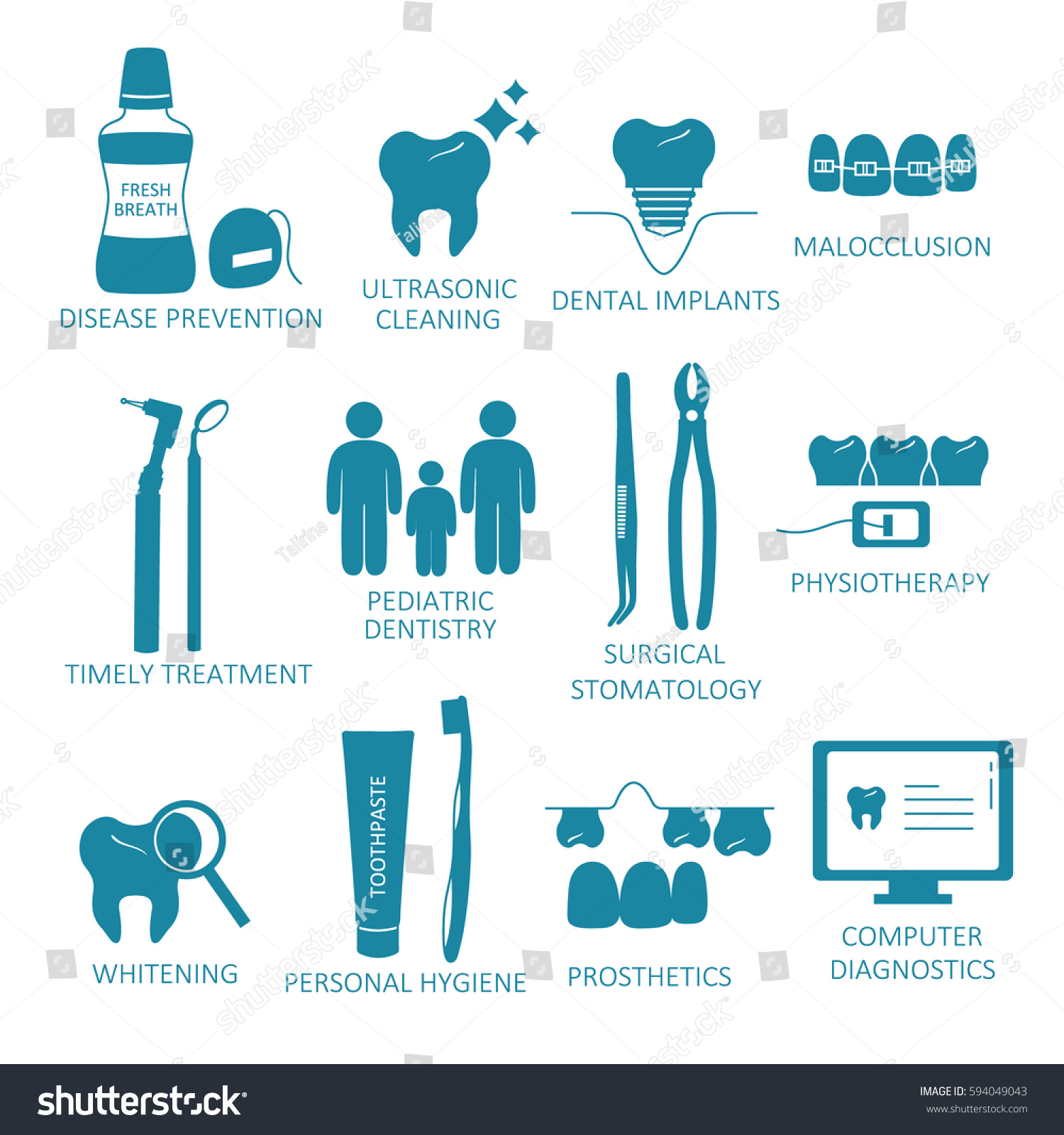 Medical Illustration Set Dental Symbols Poster Stock Vector (Royalty ...