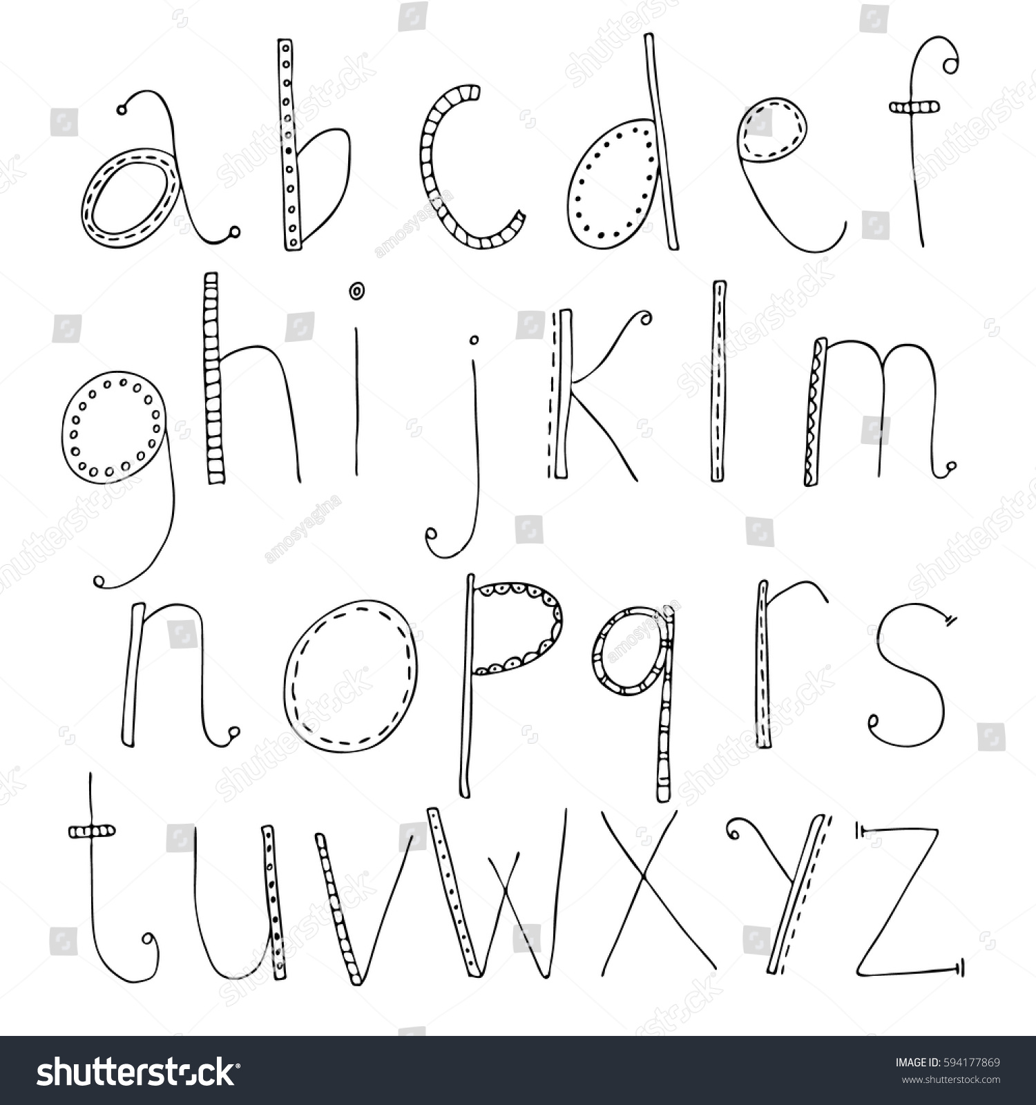 Funny Hand Drawn Vector Alphabet Children Stock Vector (Royalty Free ...