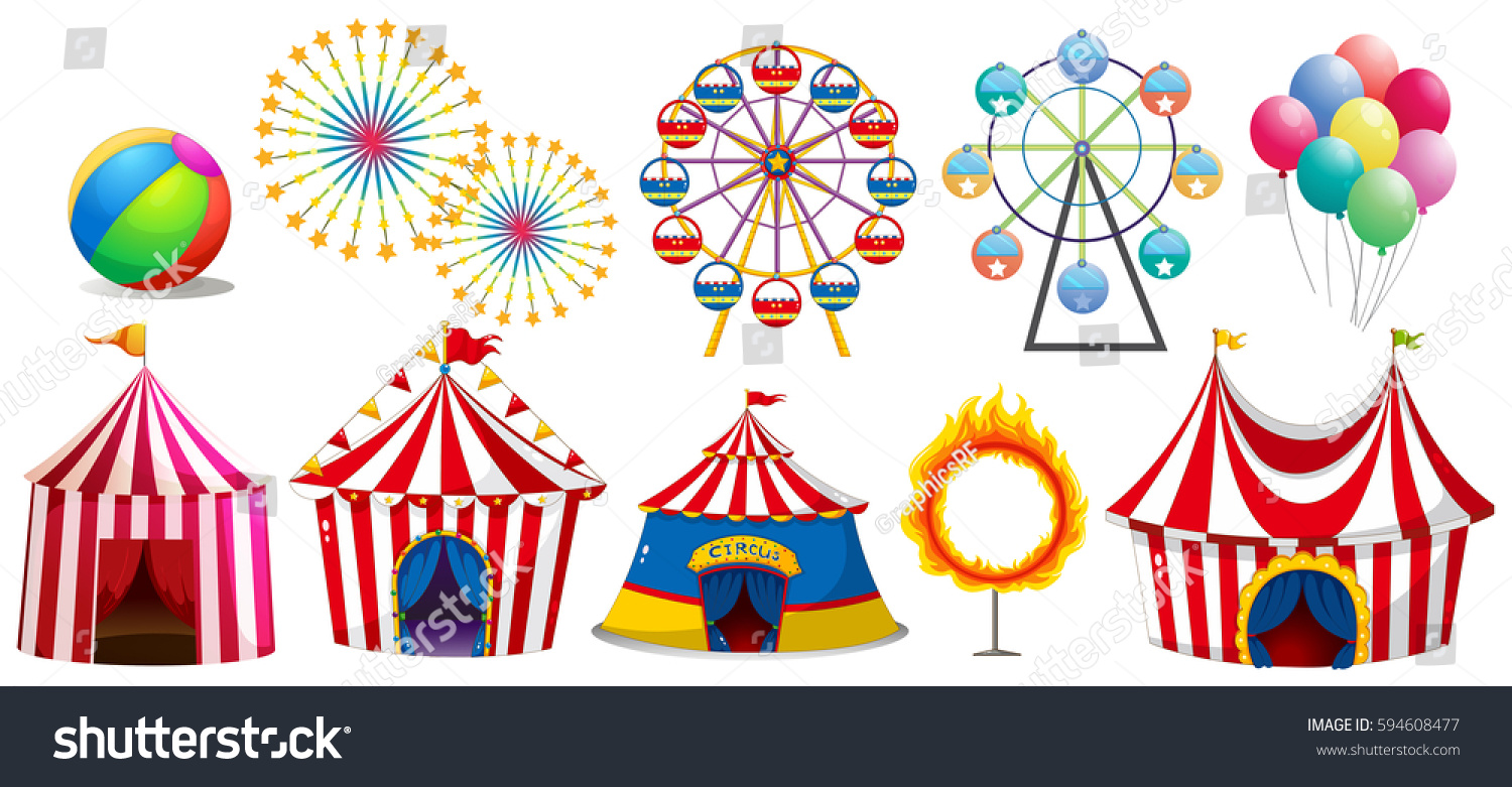 Circus Tents Ferris Wheels Illustration Stock Vector (royalty Free 