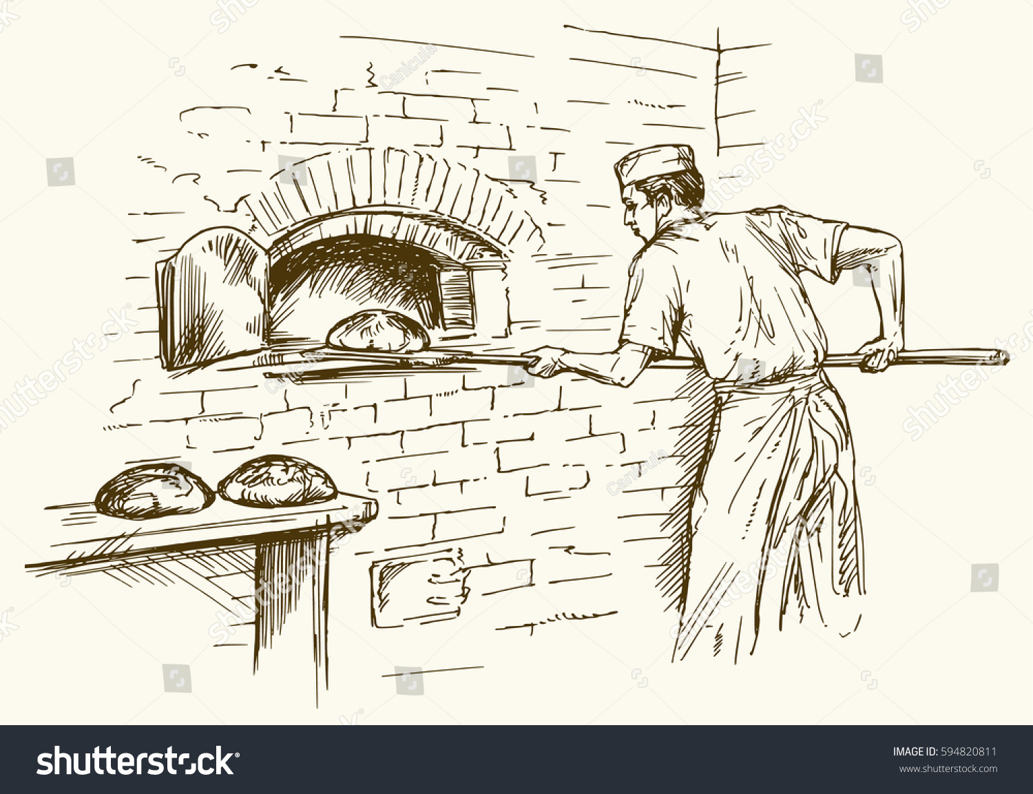 Печка с хлебом рисунок