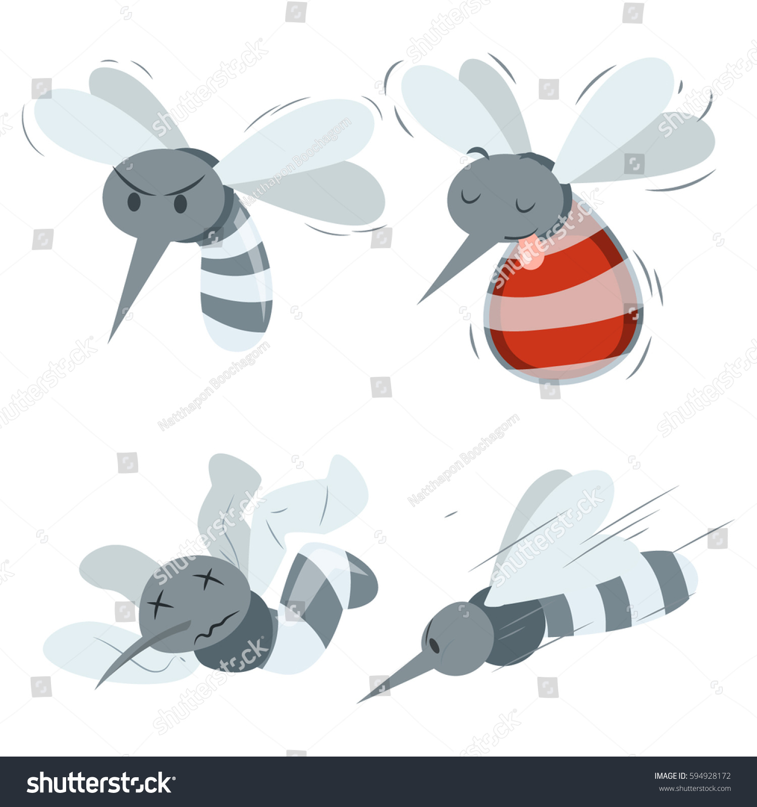 Mosquito Cartoons Set 1 Stock Vector (Royalty Free) 594928172 ...