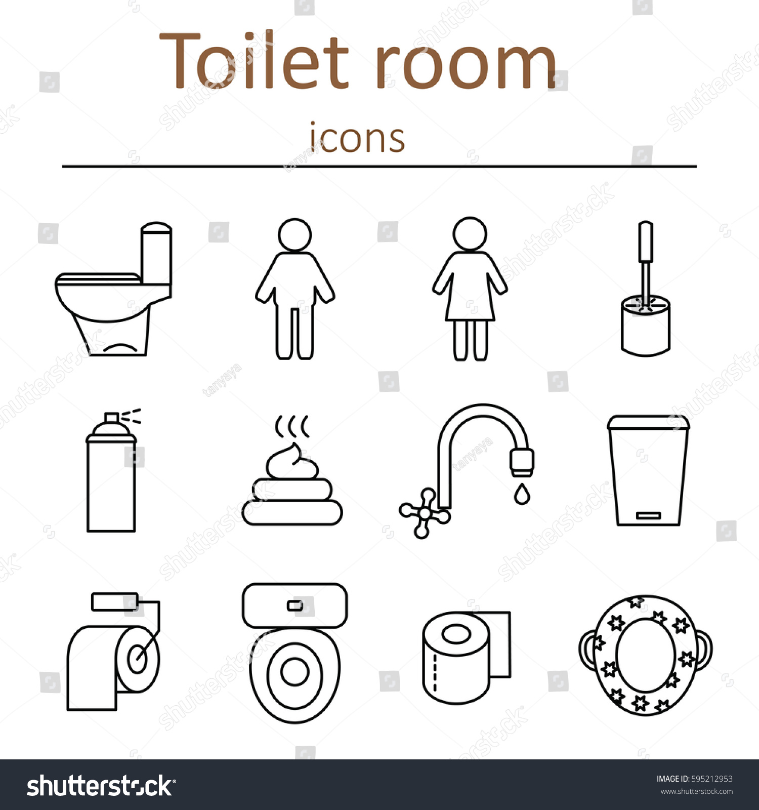 Icons Toilet Room Style Outline Toilet Stock Vector (Royalty Free ...