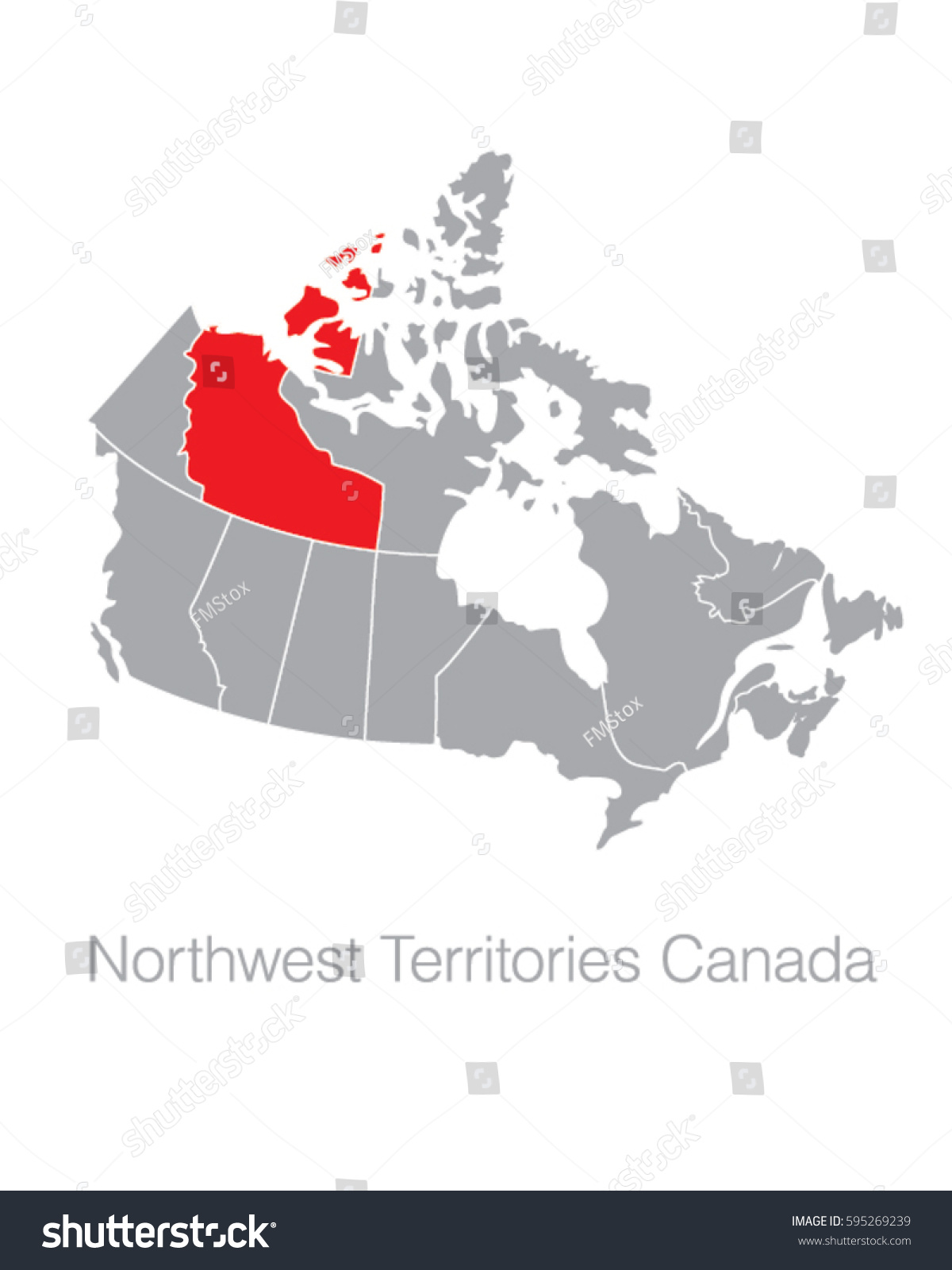 Vector Map Canada Highlighting Northwest Territories Stock Vector 