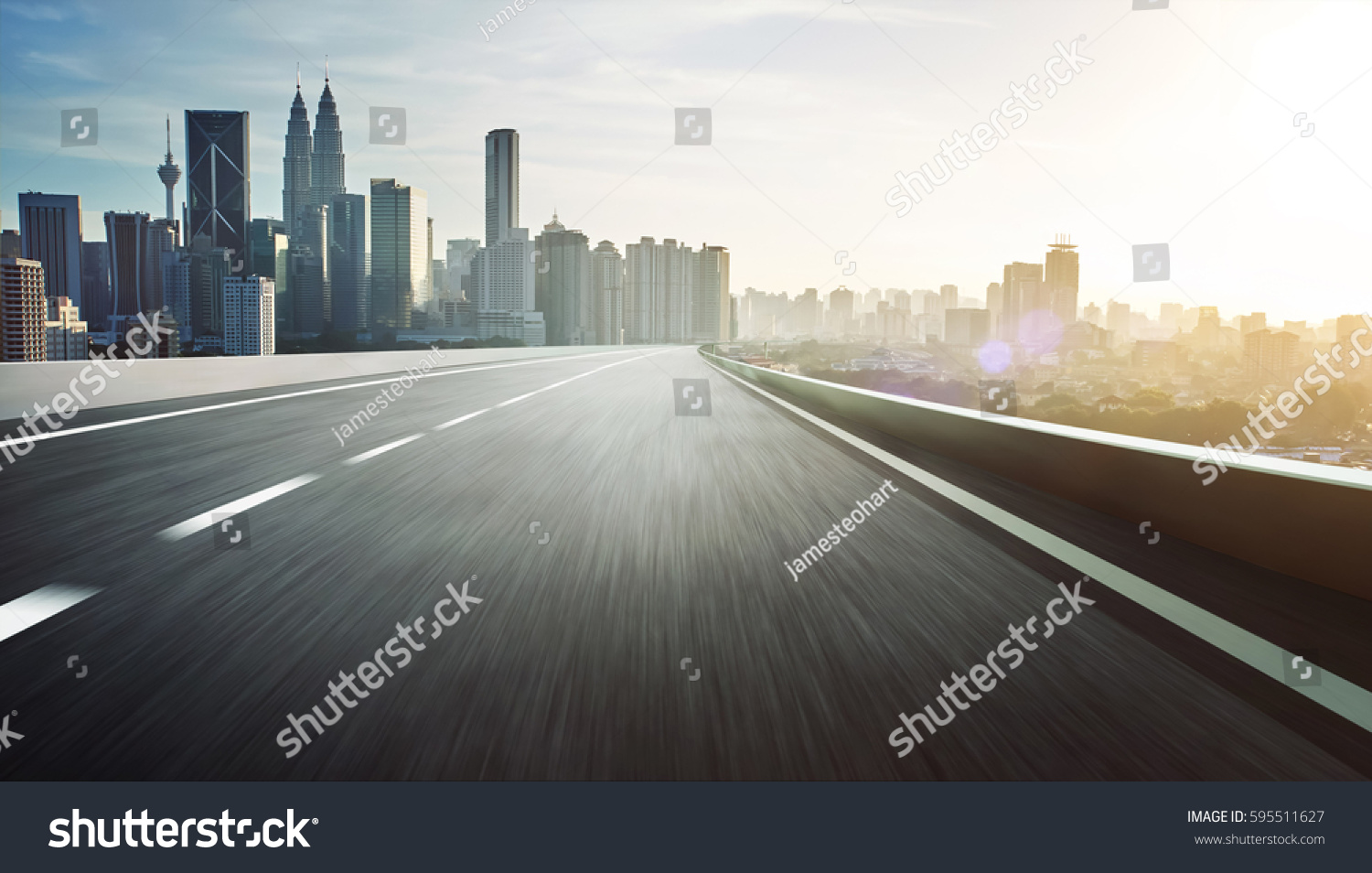 Highway Overpass Motion Blur City Skyline Stock Photo Shutterstock