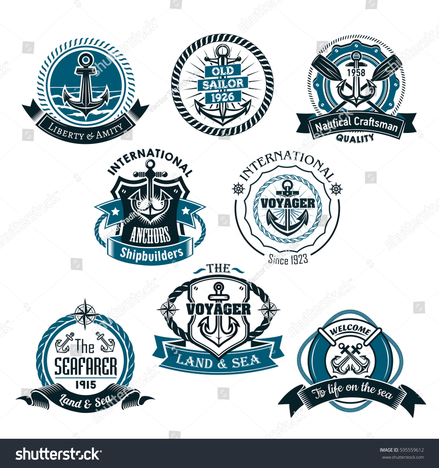 Nautical Vector Icons Marine Ship Anchor Stock Vector (Royalty Free ...