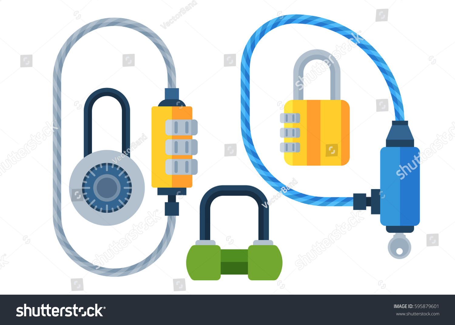 Different House Door Lock Icons Set Stock Vector Royalty Free