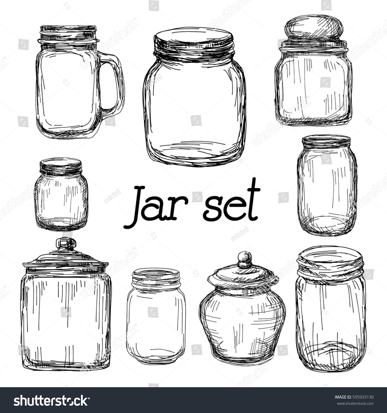 Hand Drawn Jar Illustration Set Stock Vector (Royalty Free) 595933130 ...