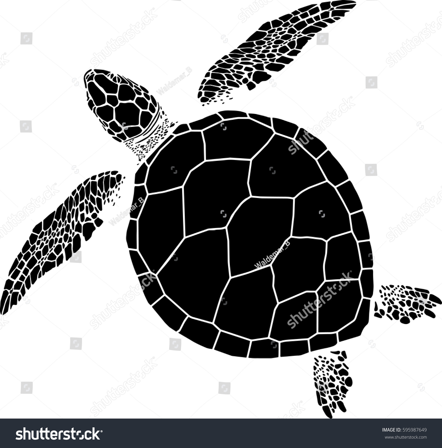 Sea Turtle On Isolated Background Stock Vector (Royalty Free) 595987649 ...