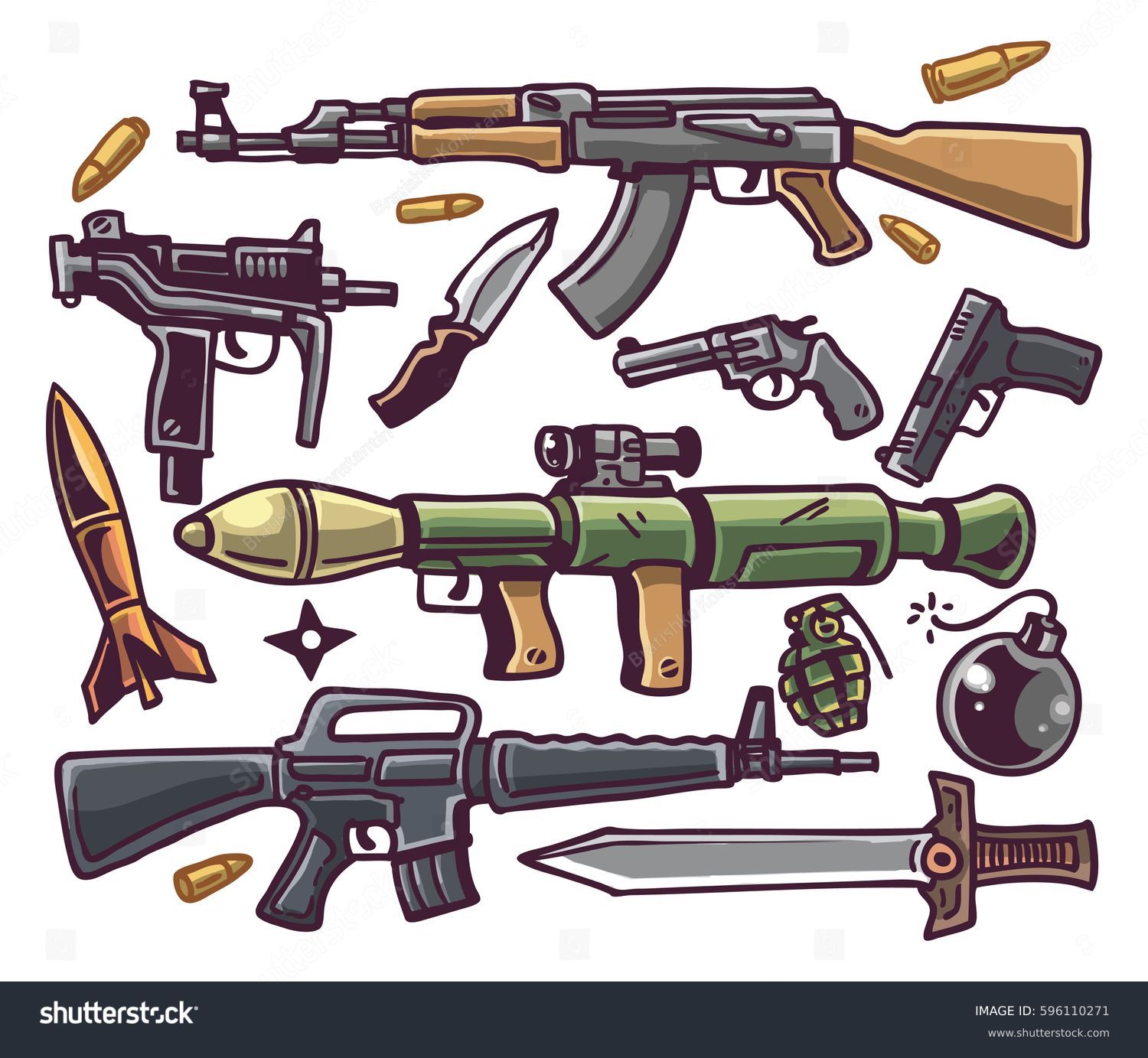 Cartoon Guns Set Colour Stock Vector (Royalty Free) 596110271 Shutterstock.
