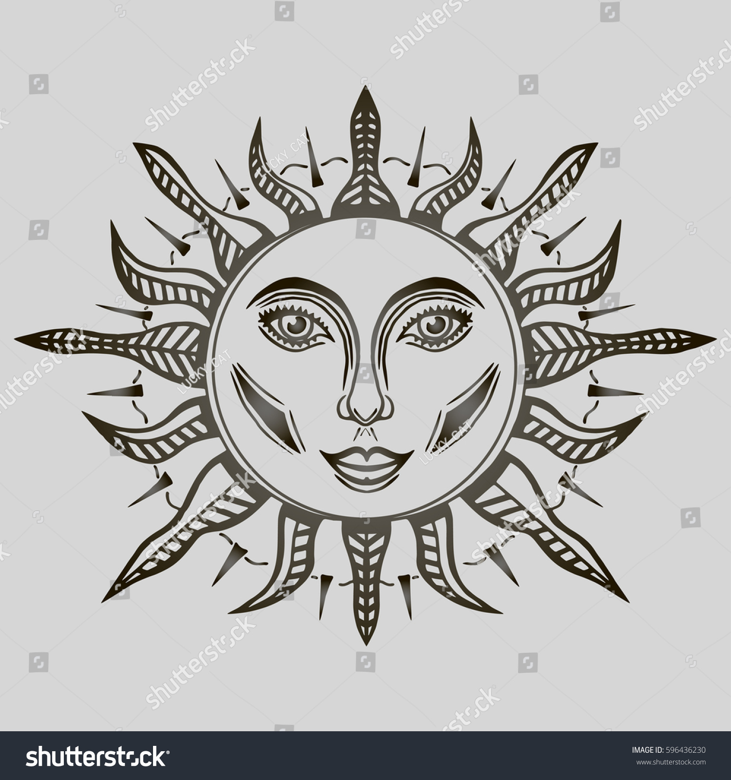 Illustration Beautiful Hand Drawn Sun Symbol Stock Vector (Royalty Free ...