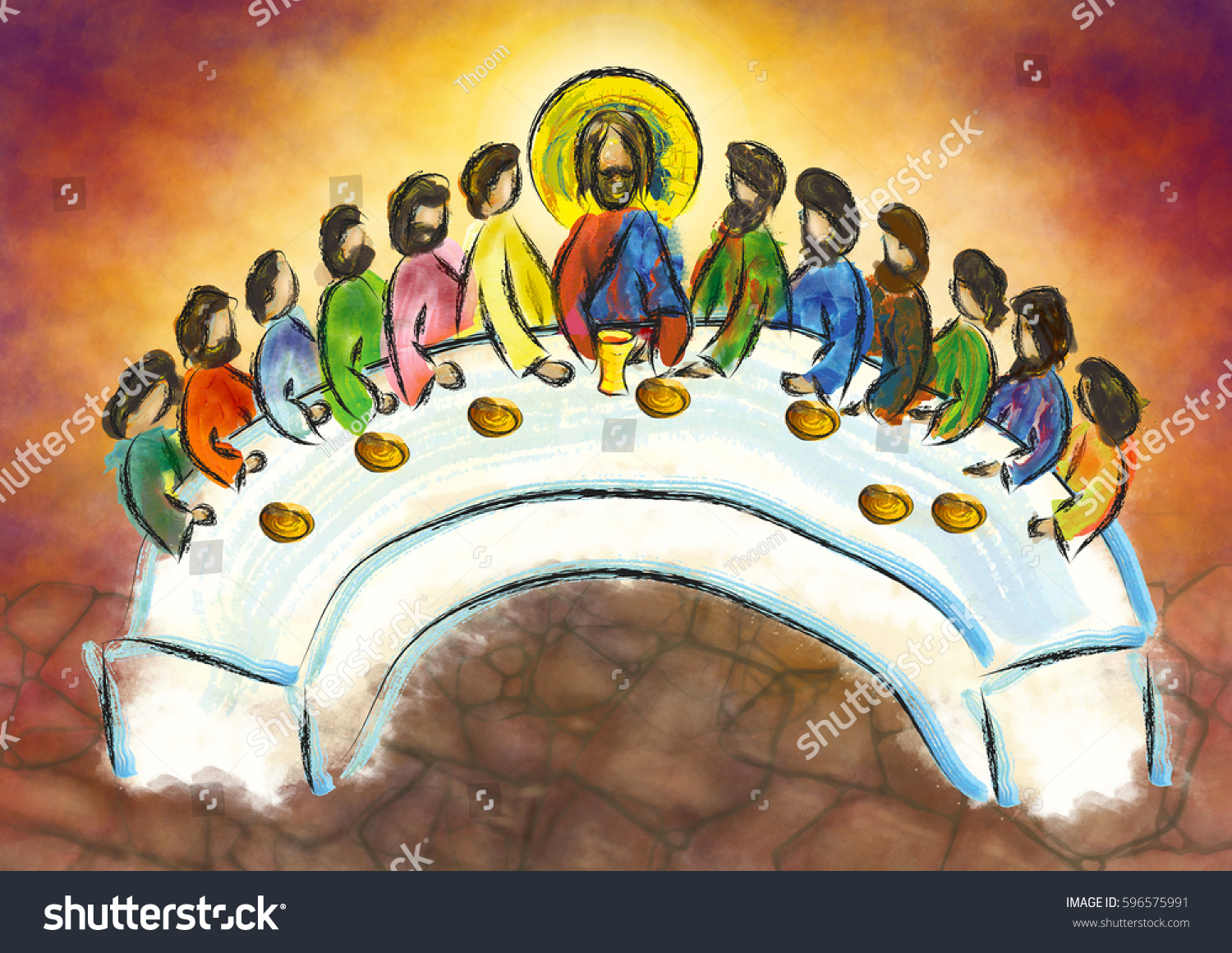 Ilustrasi Stok Last Supper Jesus Christ Twelve Apostles 596575991