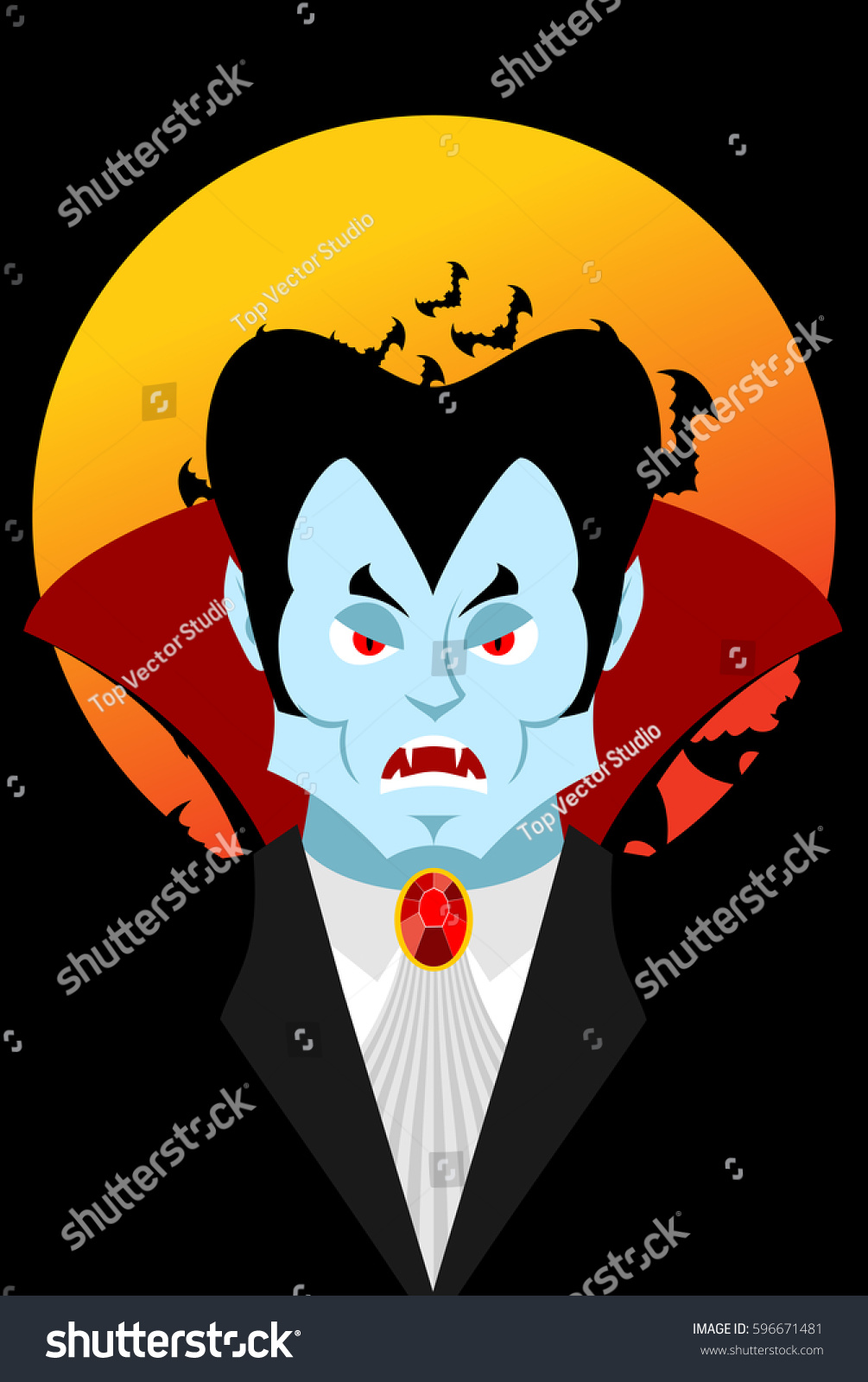 Count Dracula Moon Evil Vampire Aggressive Stock Illustration 596671481 ...