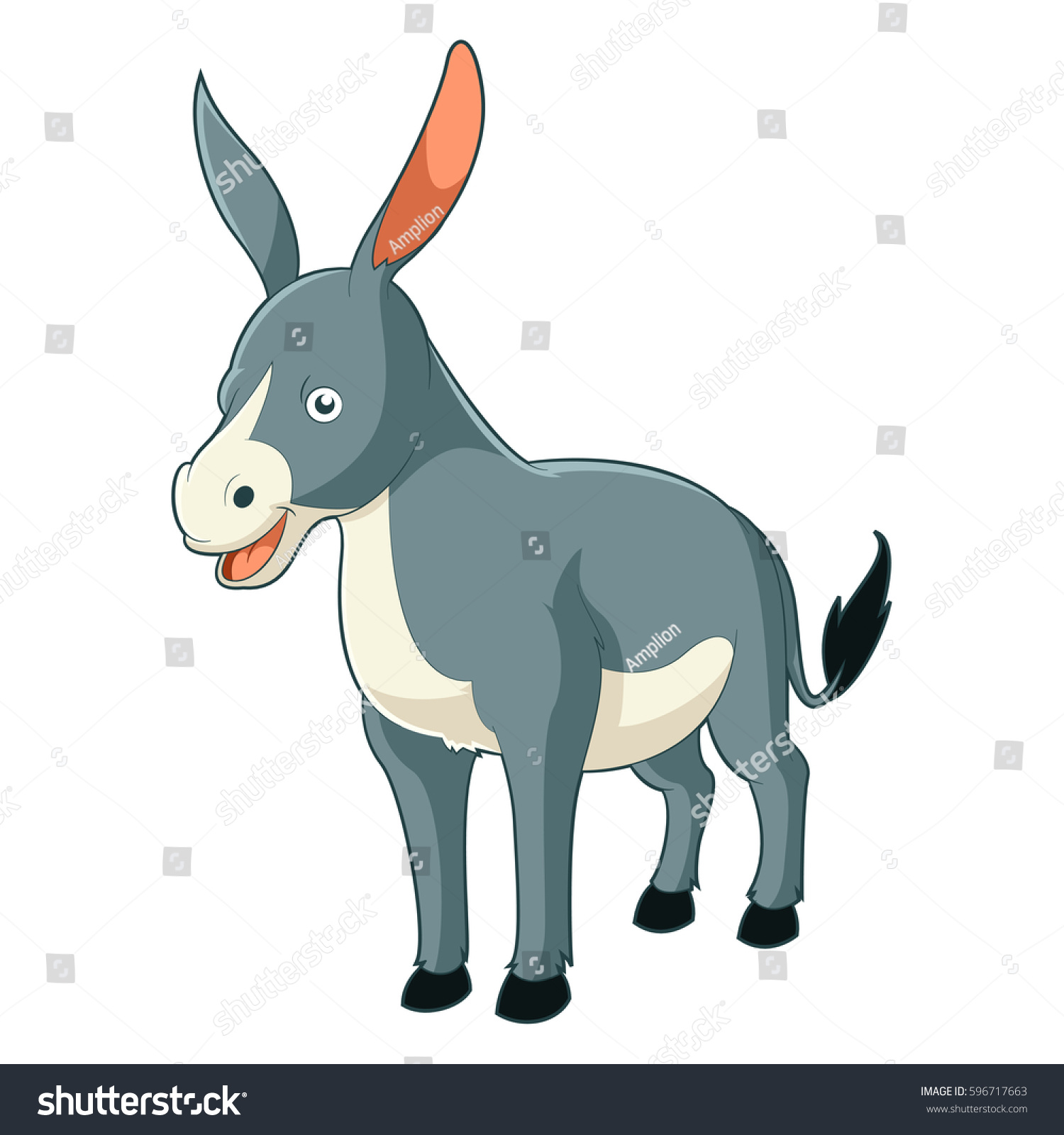 Cartoon Smiling Donkey Stock Vector (Royalty Free) 596717663 | Shutterstock