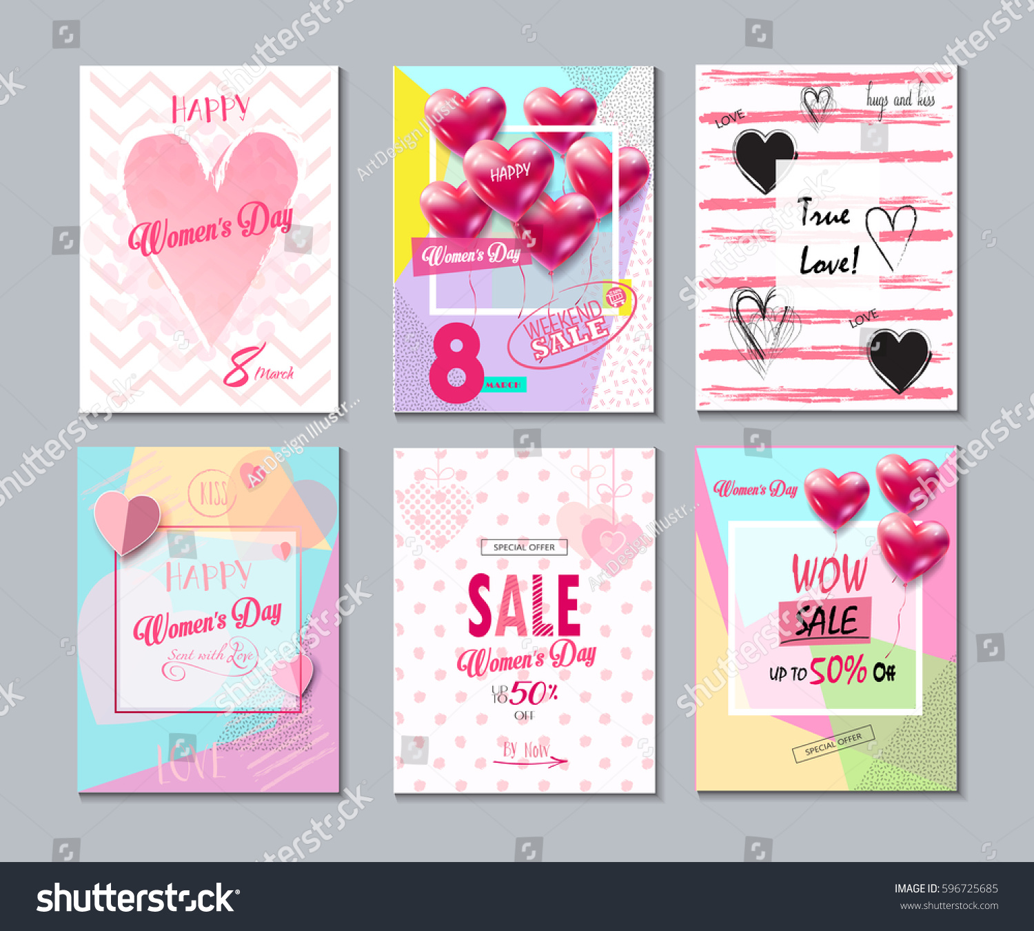 8 March Happy Womens Day Greeting Stock Vector (Royalty Free) 596725685 ...