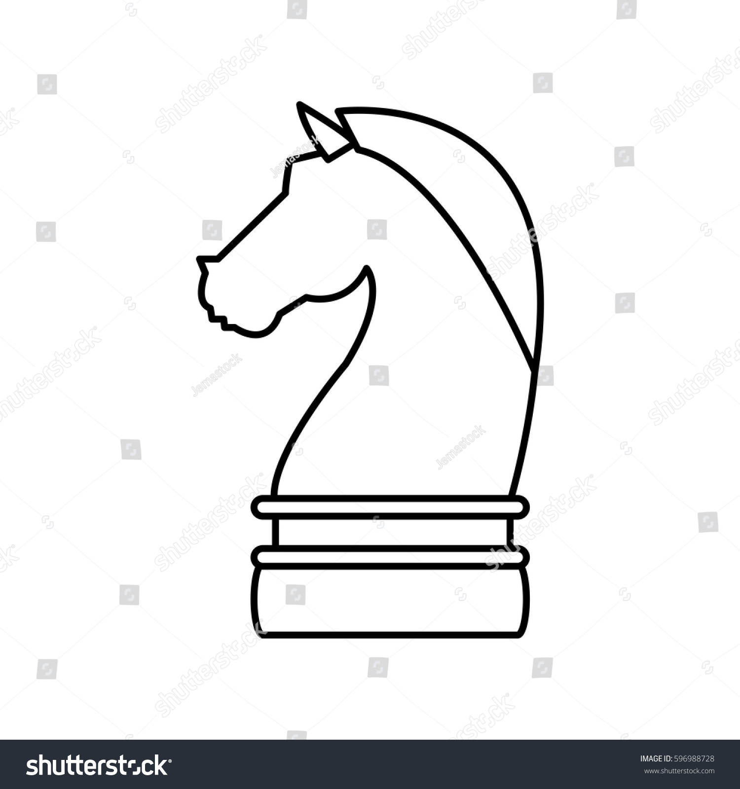 Шахматная фигура конь контур
