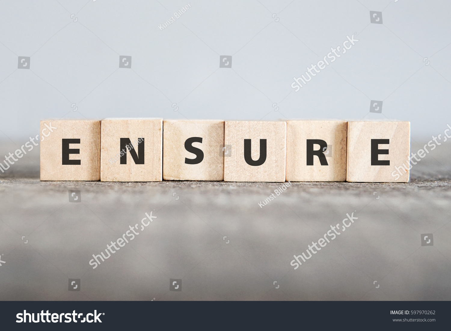 Stock Photo Ensure Word Made With Building Blocks 597970262 