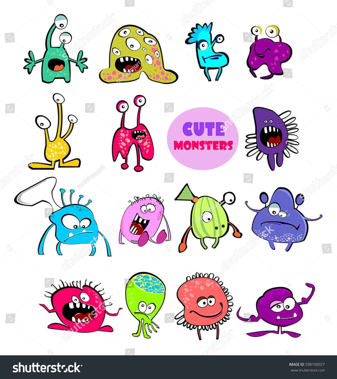 Color Monsters Big Set Stock Vector (Royalty Free) 598100027 | Shutterstock