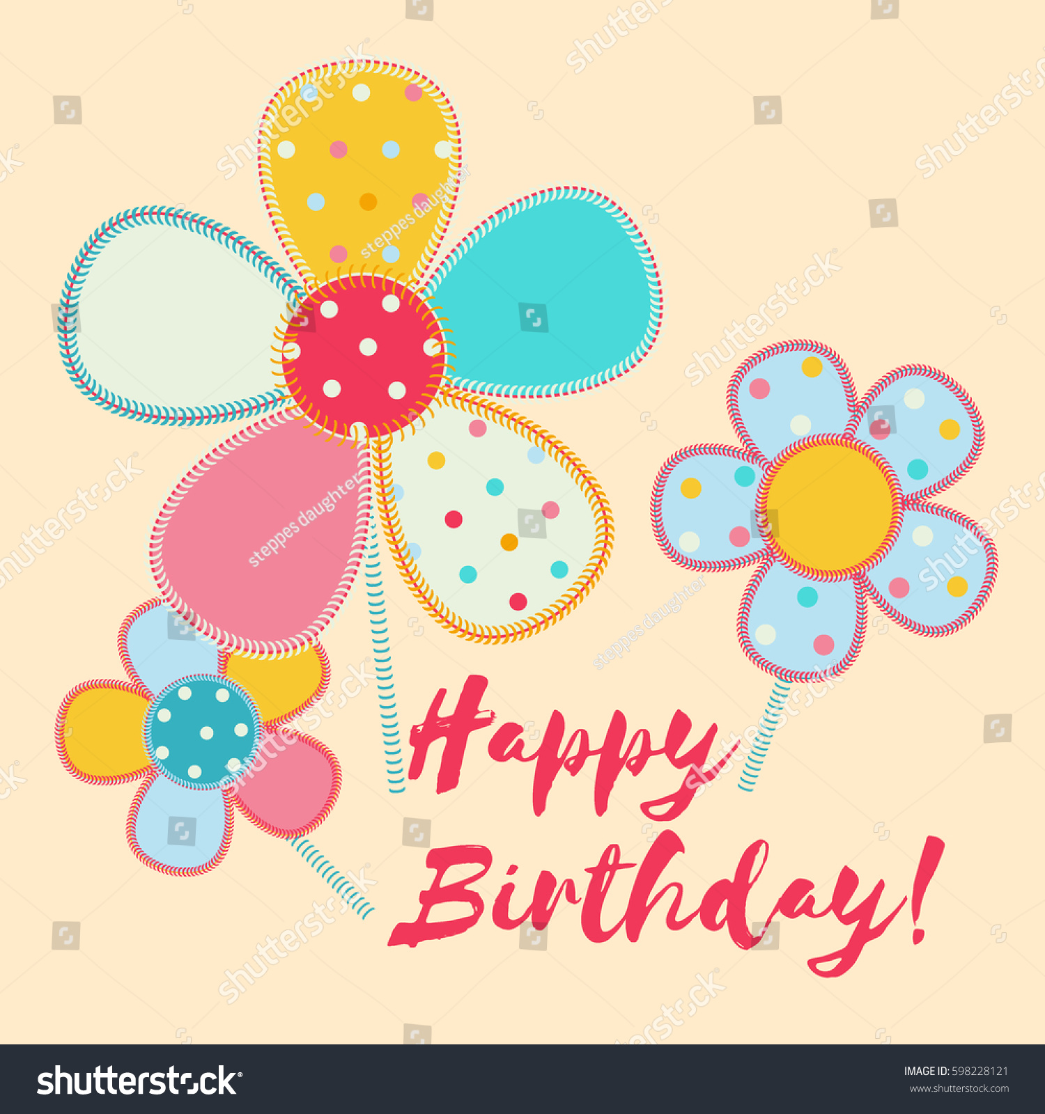 Happy Birthday Greeting Cards Easy Happy Birthday Greeting Card Cute Simple Stock Vector (Royalty Free)  598228121 | Shutterstock