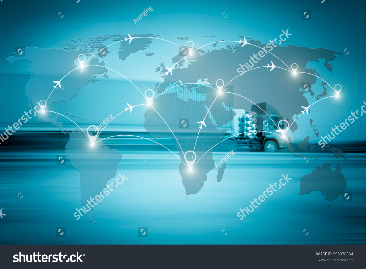 Map Flight Routes Airplanes Network Use Stock Photo 598370384 ...