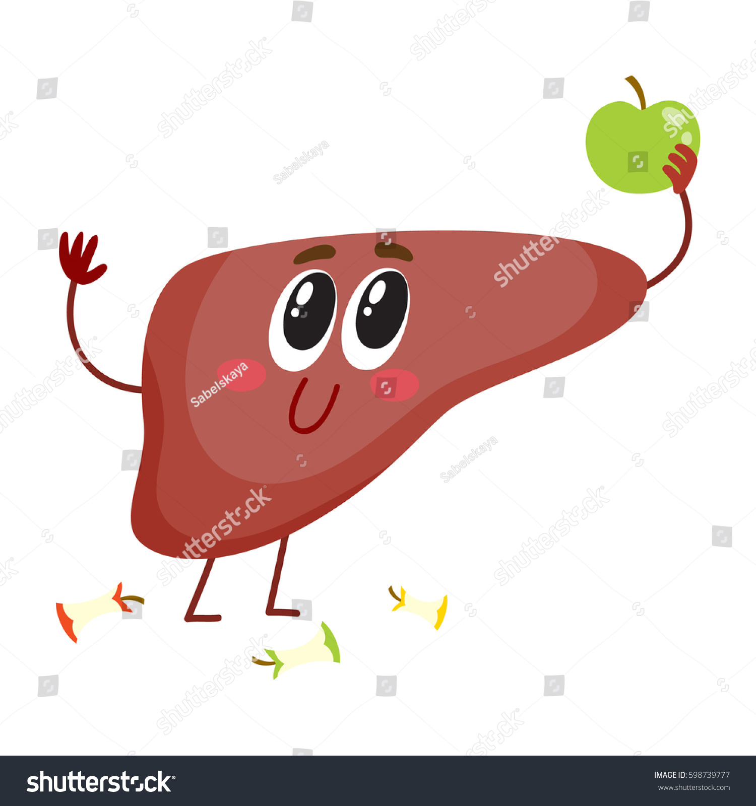 Cute Funny Smiling Human Liver Character Stock Vector Royalty Free