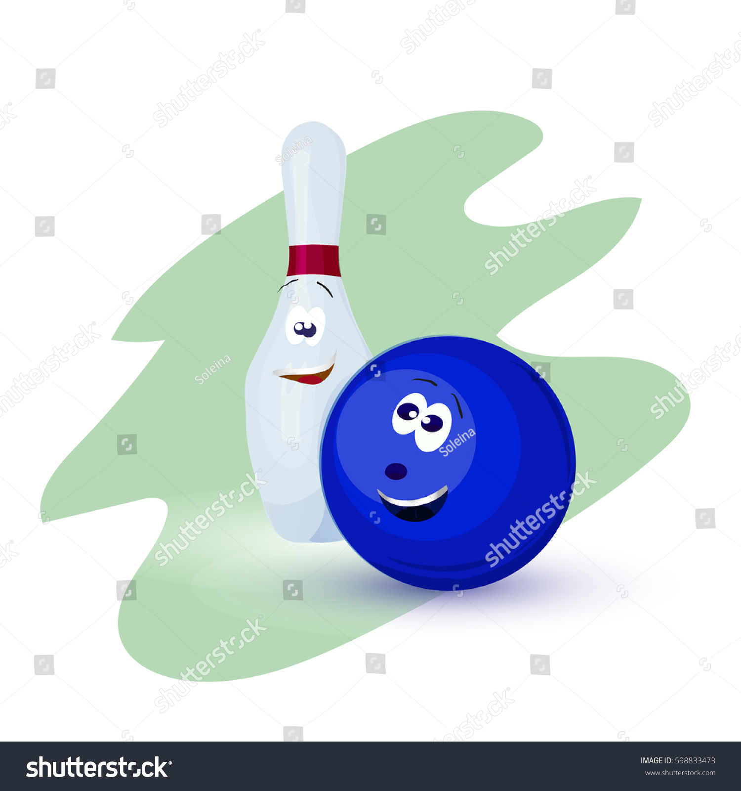 Vector Cartoon Illustration Skittle Red Bowling Stock Vector (Royalty ...