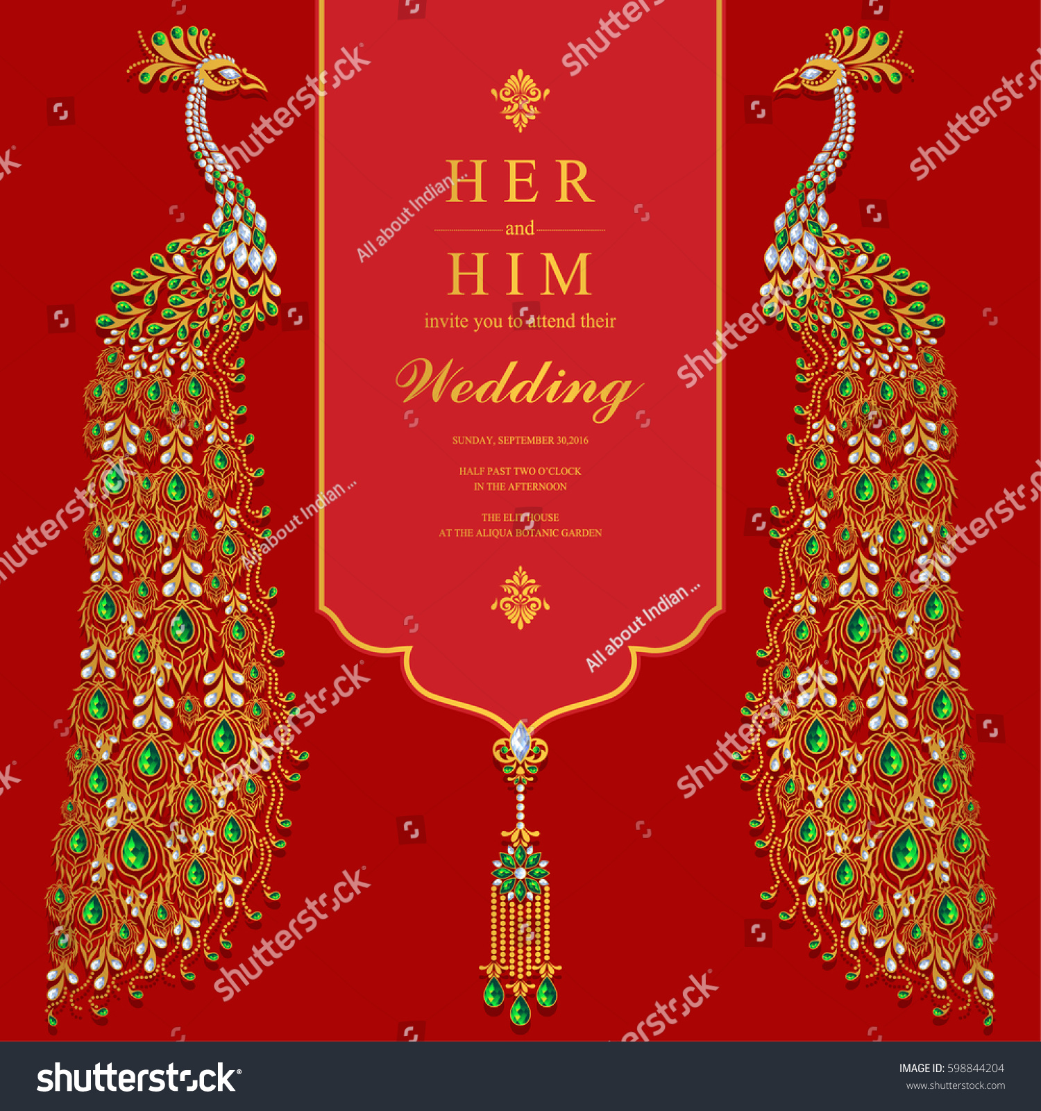 Indian Wedding Invitation Card Templates Gold Stock Vector (Royalty ...