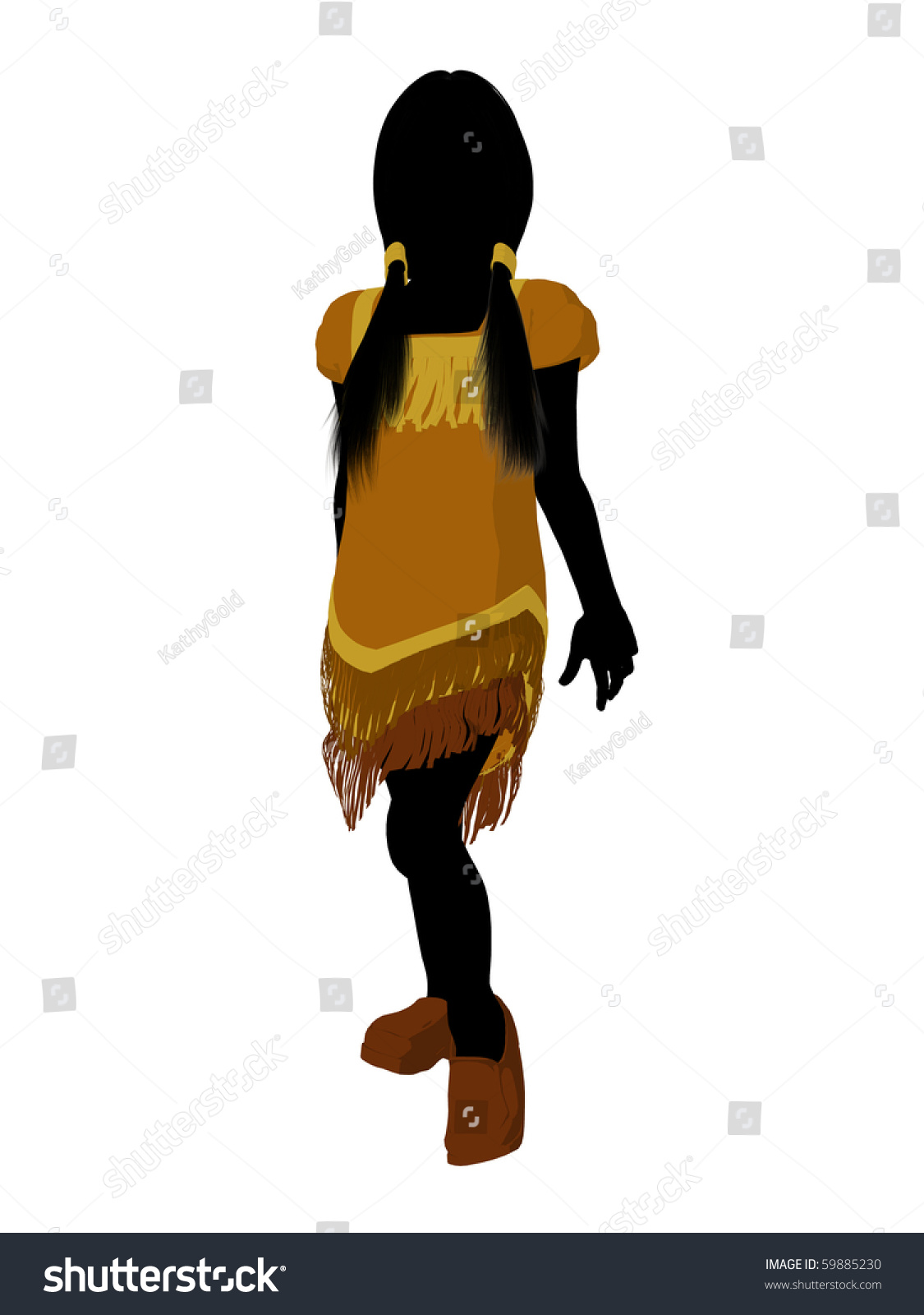 Native American Indian Silhouette Illustration On Stock Illustration ...