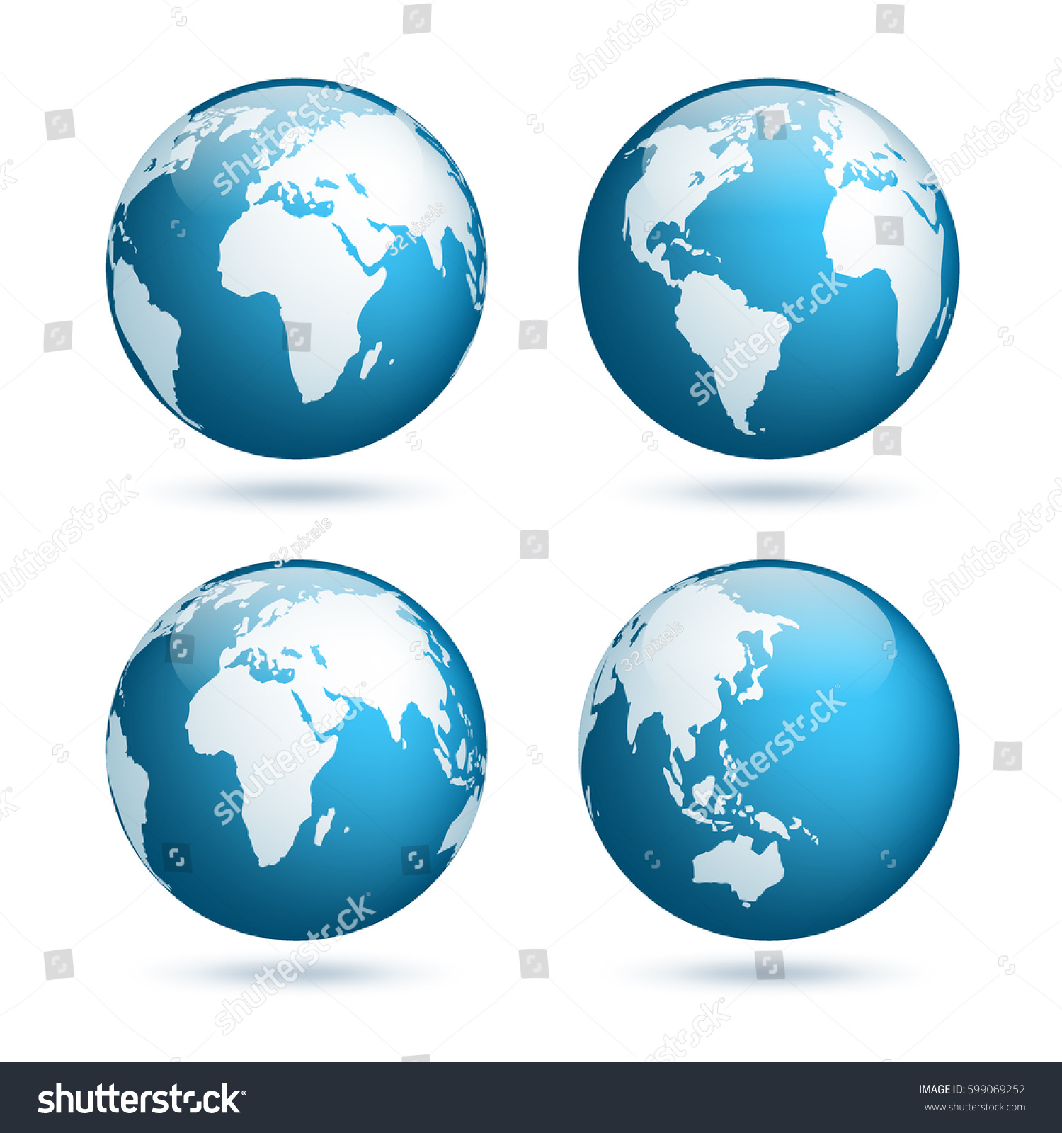 Earth Globe World Map Set Planet Stock Vector (Royalty Free) 599069252 ...