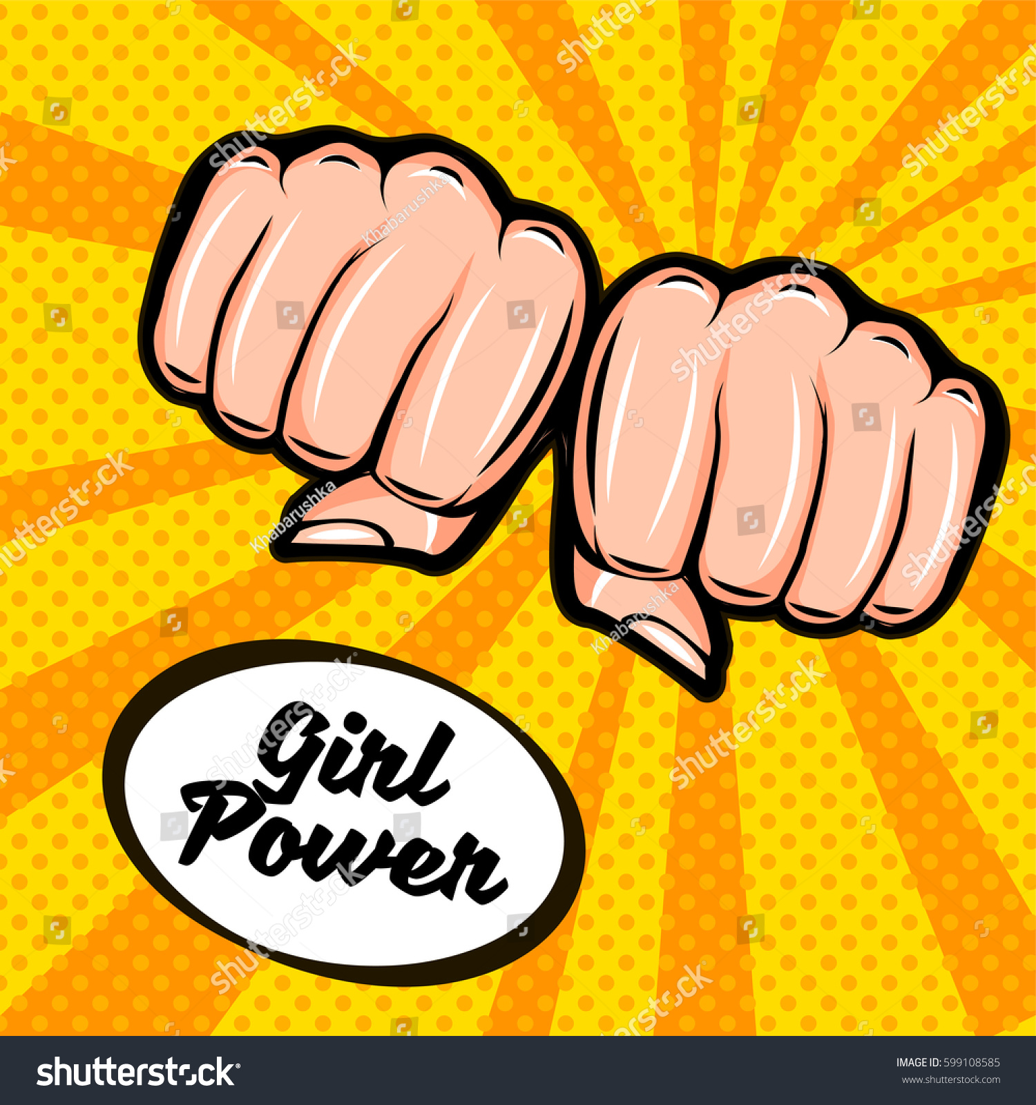 Girl Power Feminism Symbol Female Fist Stock Vector Royalty Free 599108585 Shutterstock 