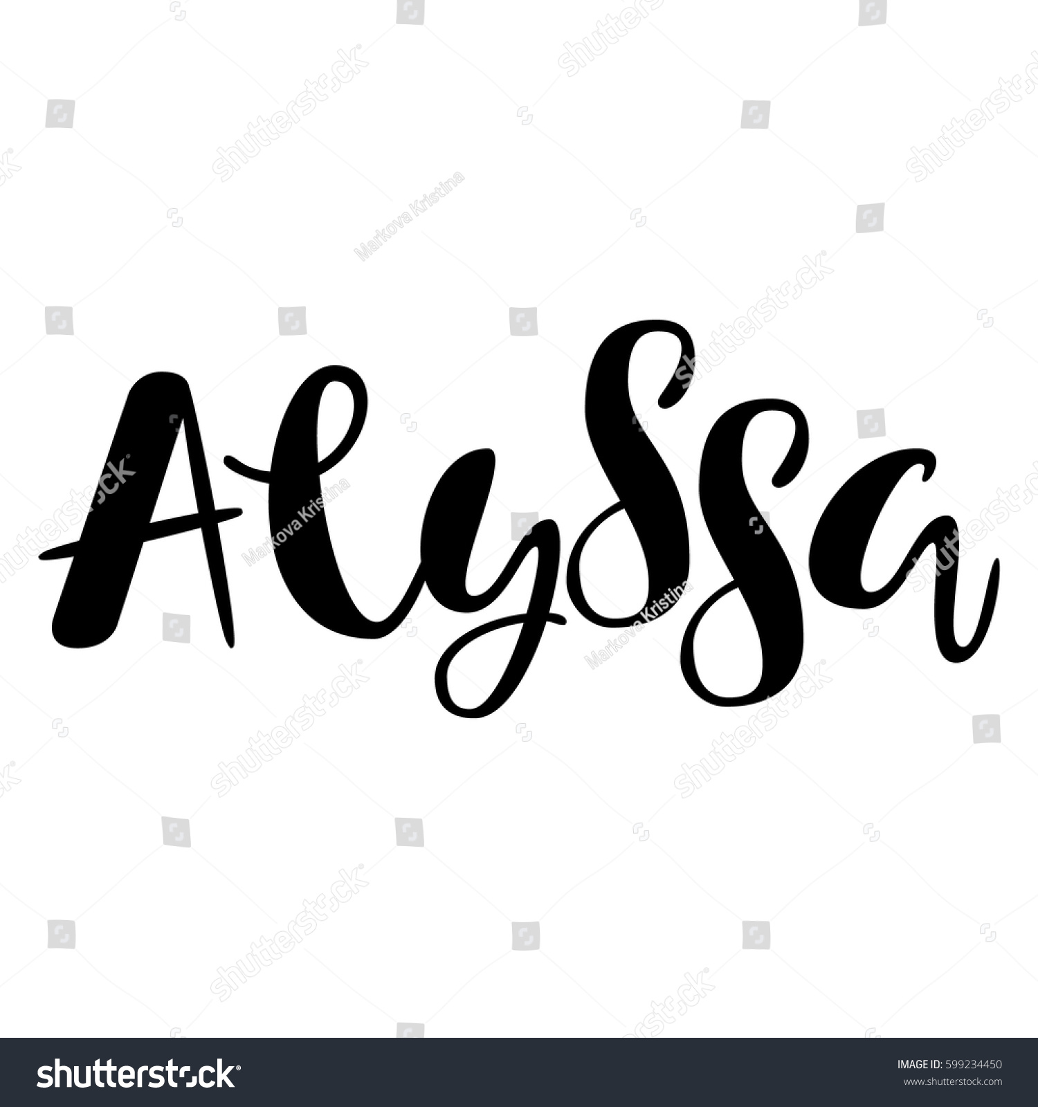 Female Name Alyssa Handwritten Lettering Black Stock Vector Royalty Free 599234450 Shutterstock