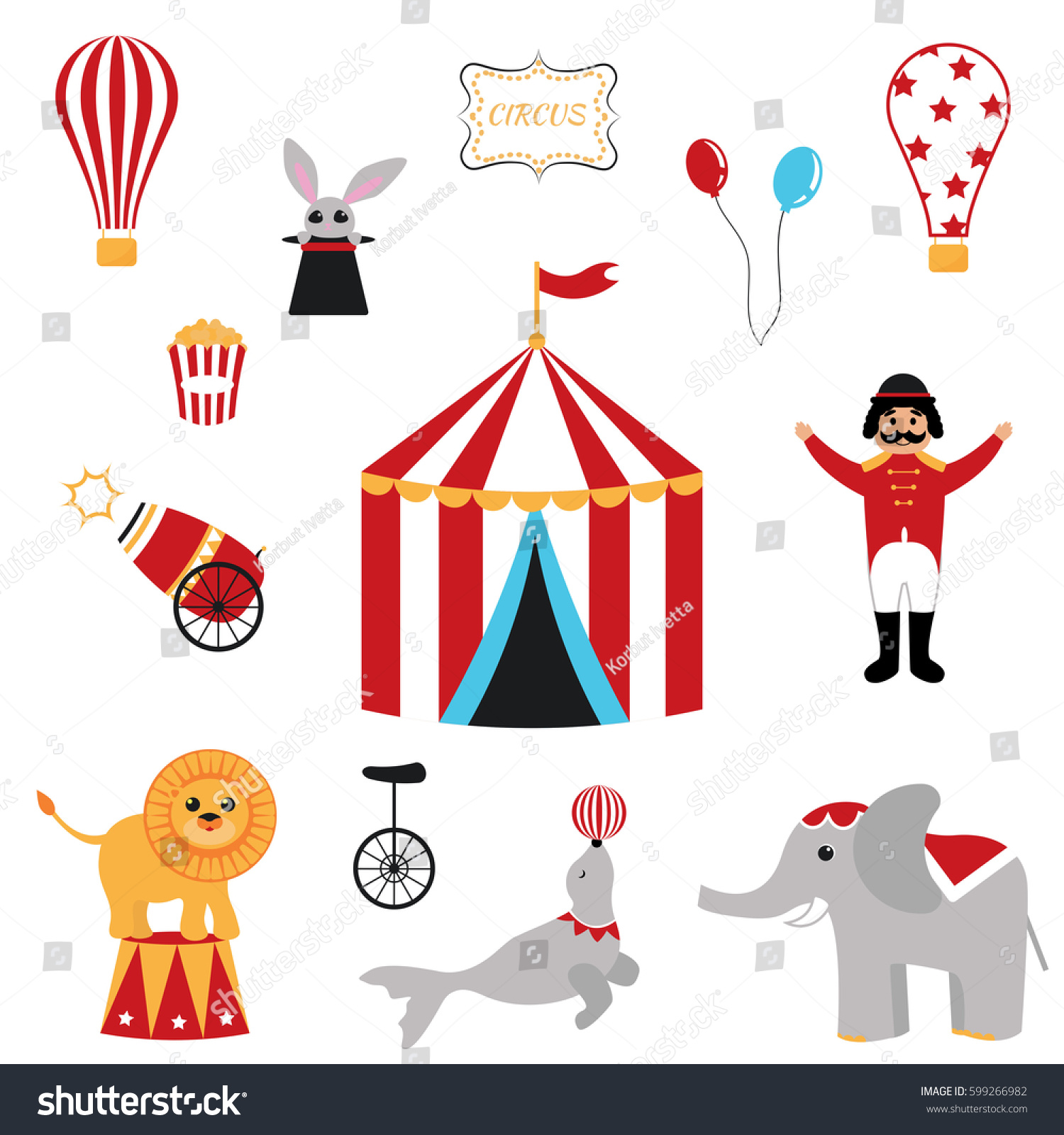 Cute Set Circus Elements Vector Image Stock Vector (royalty Free 