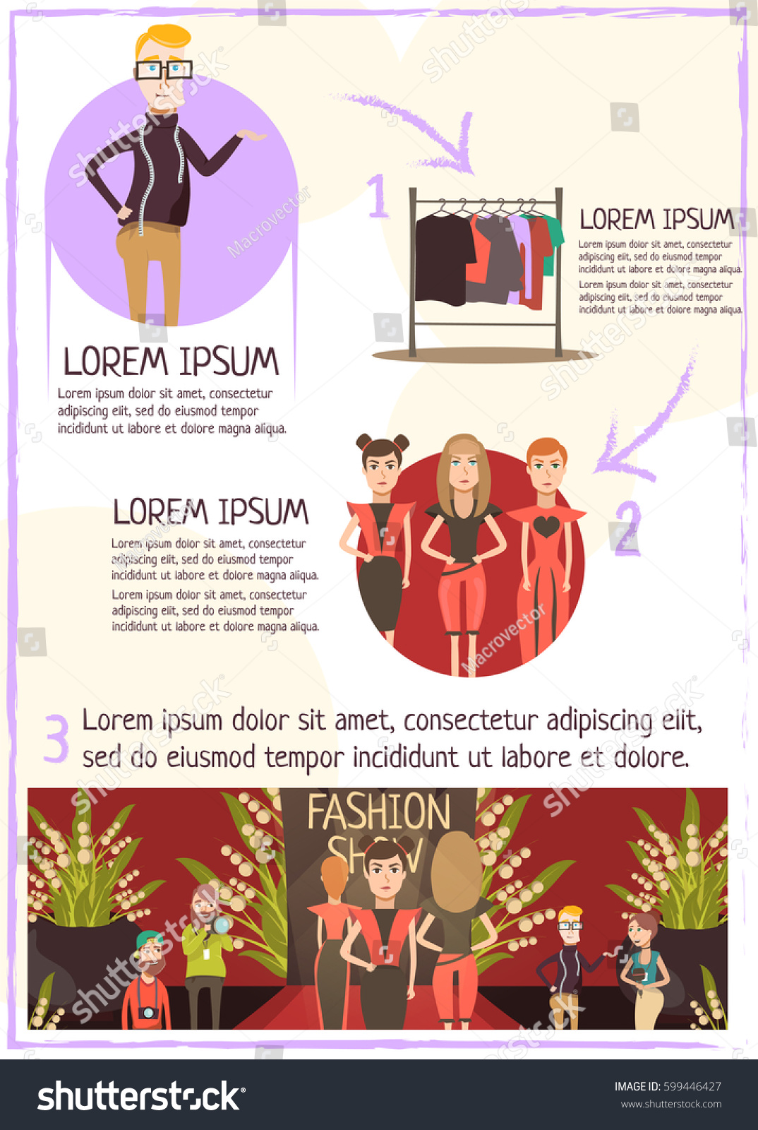 Catwalk Fashion Infographic Poster Flat Cartoon Stock Vector (Royalty ...
