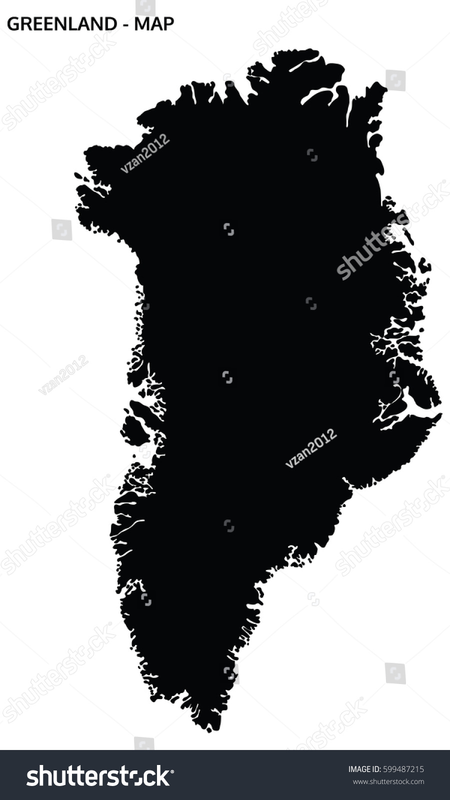 Greenland Silhouette Map Stock Vector (Royalty Free) 599487215 ...