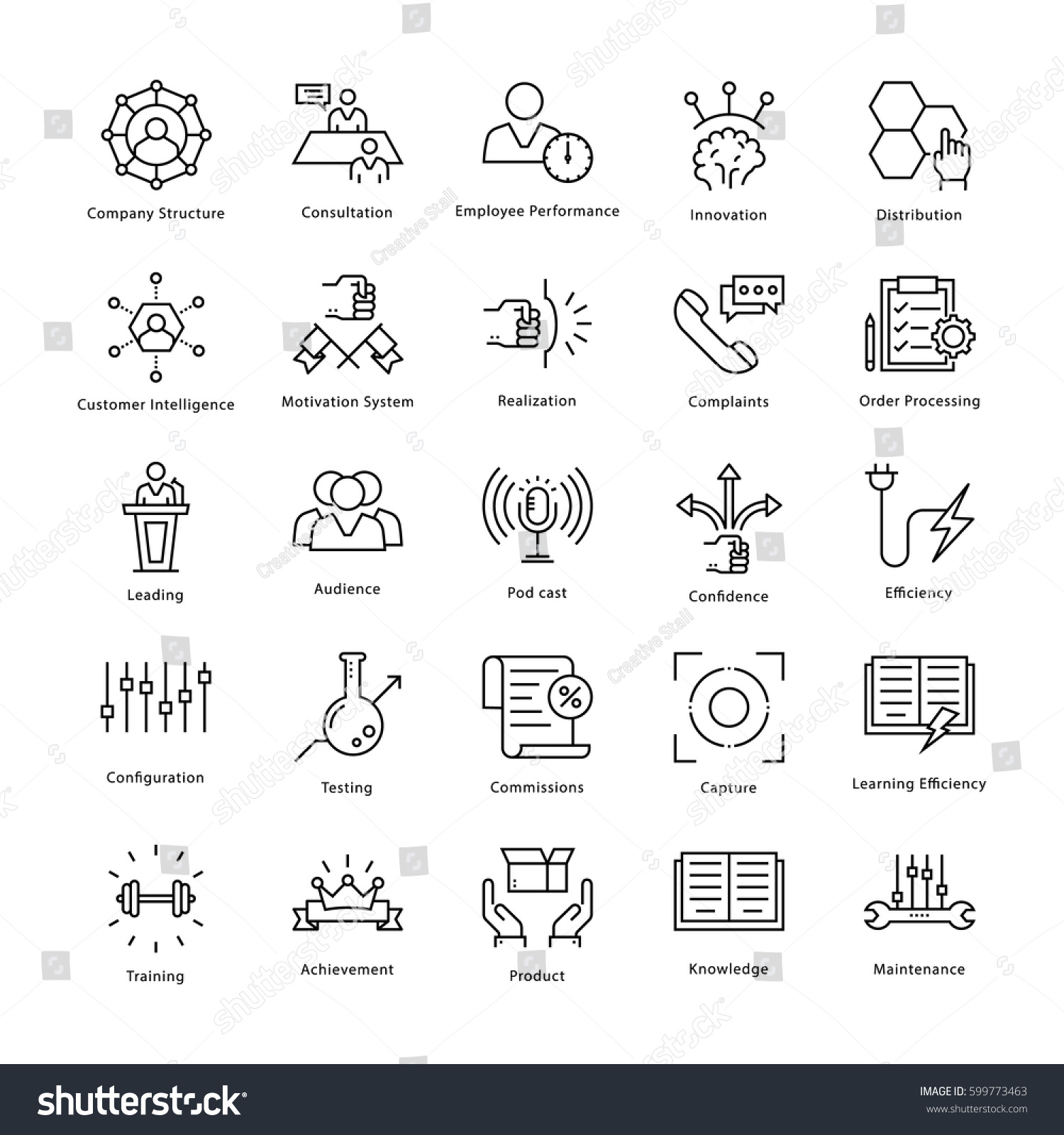 Business Management Growth Vector Line Icons Stock Vector (Royalty Free ...