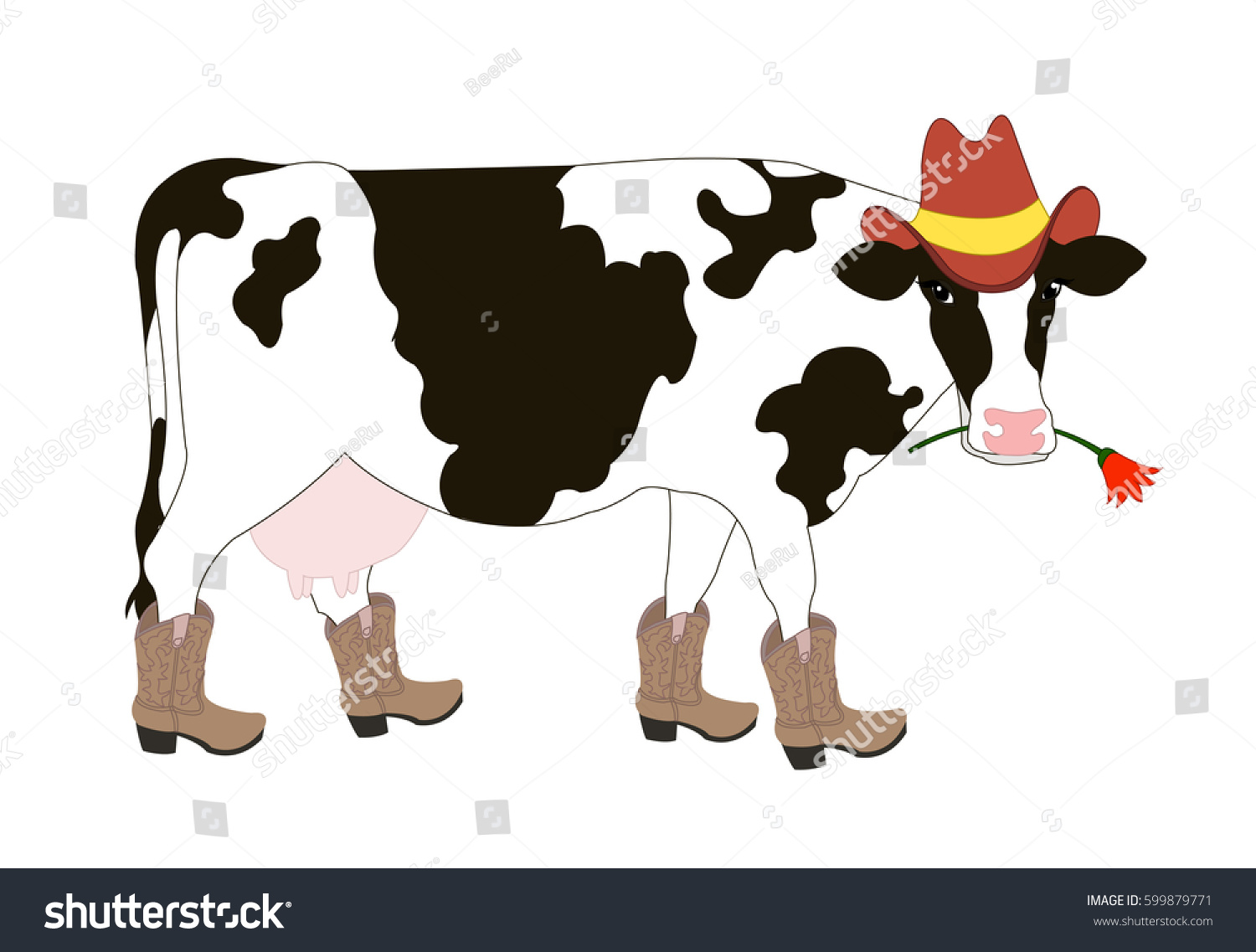 cow wearing a cowboy hat